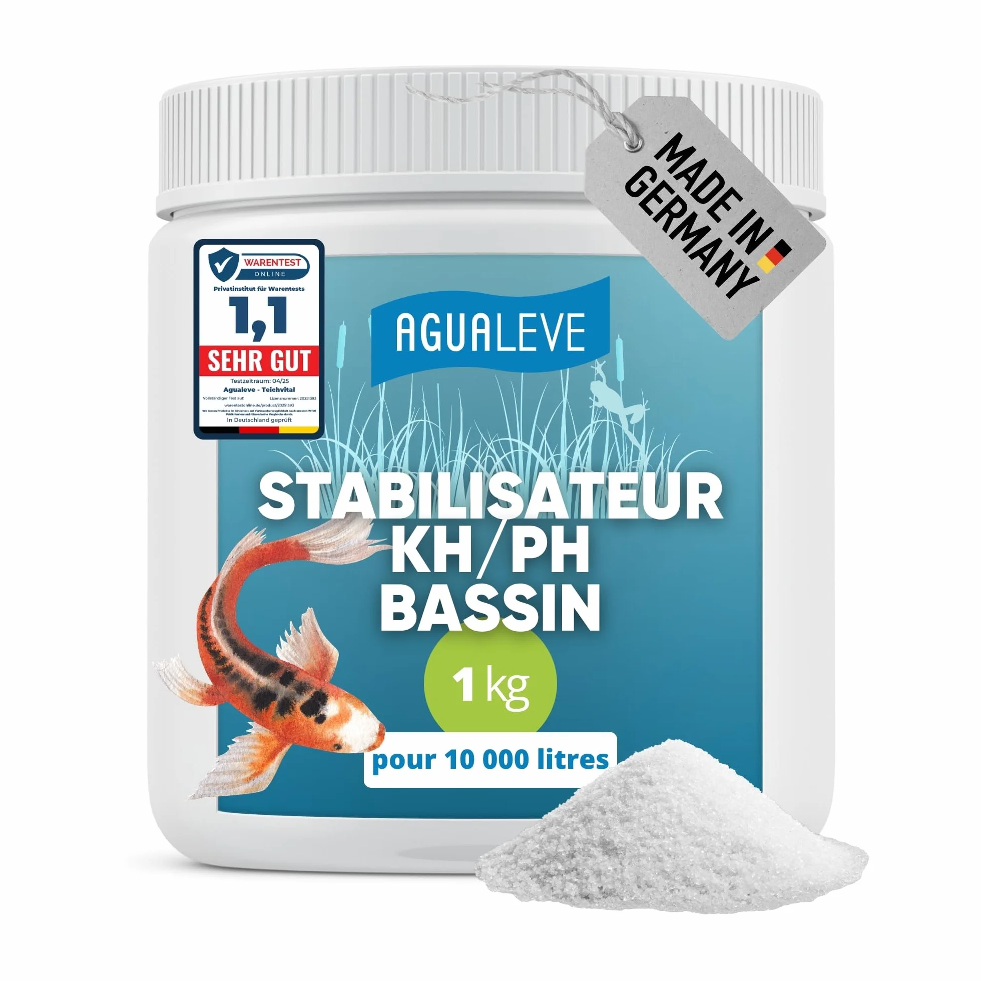 AGUALEVE® Teichvital 1,0 kg | Revitalisant pour étangs à poissons | Microgranules BIO3 | Fabriqué en Allemagne | Pour 25 000 l
