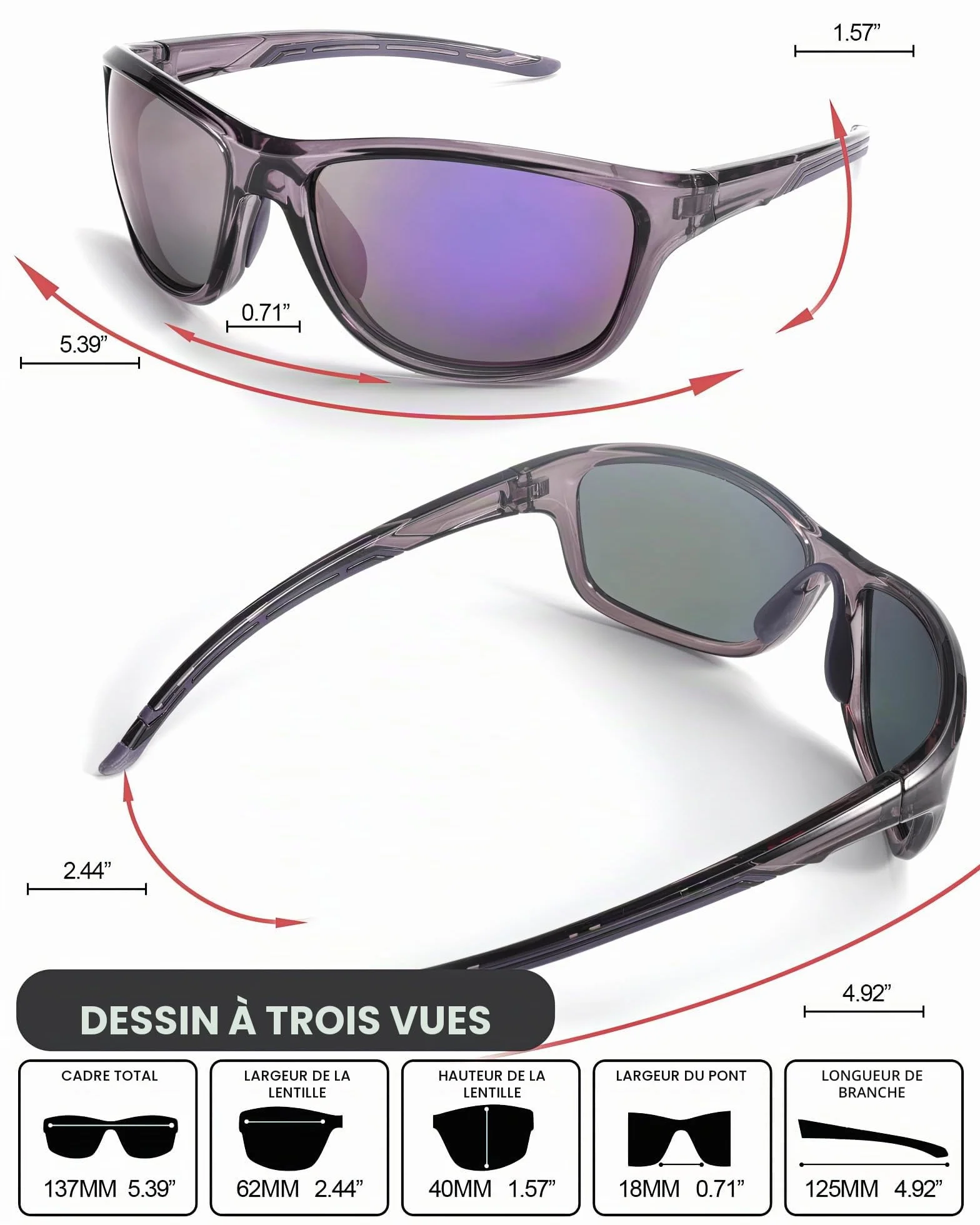 Myiaur Lunettes de soleil de sport polarisées pour femme – Monture incassable légère protection UV400 pour cyclisme, course à pied, pêche