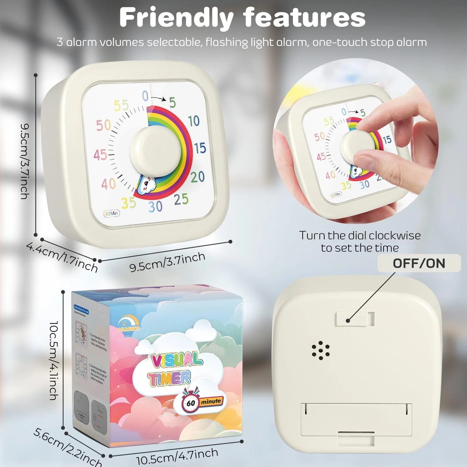 ZLPBAO Visual Timer pour Enfants, Minuteur 60 Minutes avec Motif Arc-en-Ciel pour Cuisine Classe