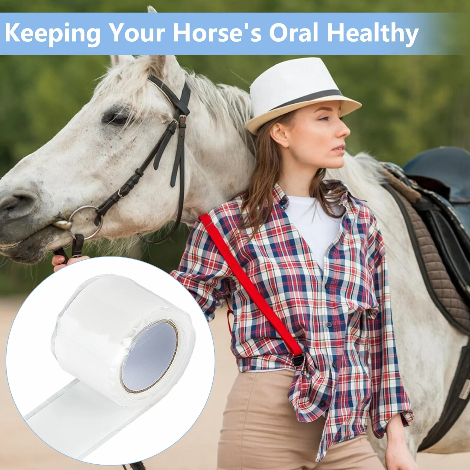 NICENEEDED 2 Rouleau de Ruban Adhésif pour Mors de Cheval Protecteur de Mors en Silicone Bande de Protection Élastique pour Mors de Cheval pour L'Entretien des Mors de Cheval