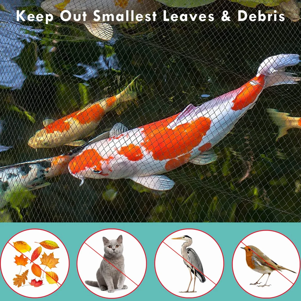 Filet de Protection pour Bassin à Mailles Fines 4 x 5m (10x10mm), 30g/m² - Protection des Oiseaux, Anti-Feuilles