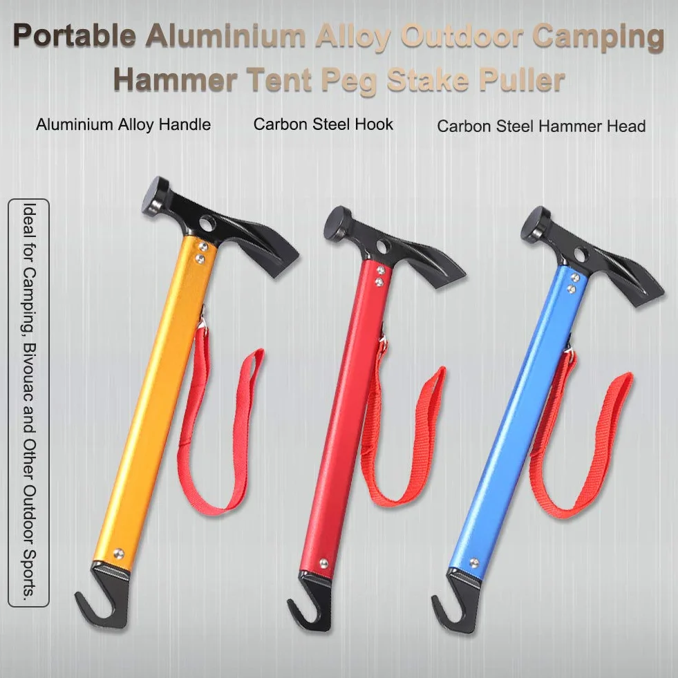Marteau de Tente Piquets Maillet Portable Camping Bivouac Bleu