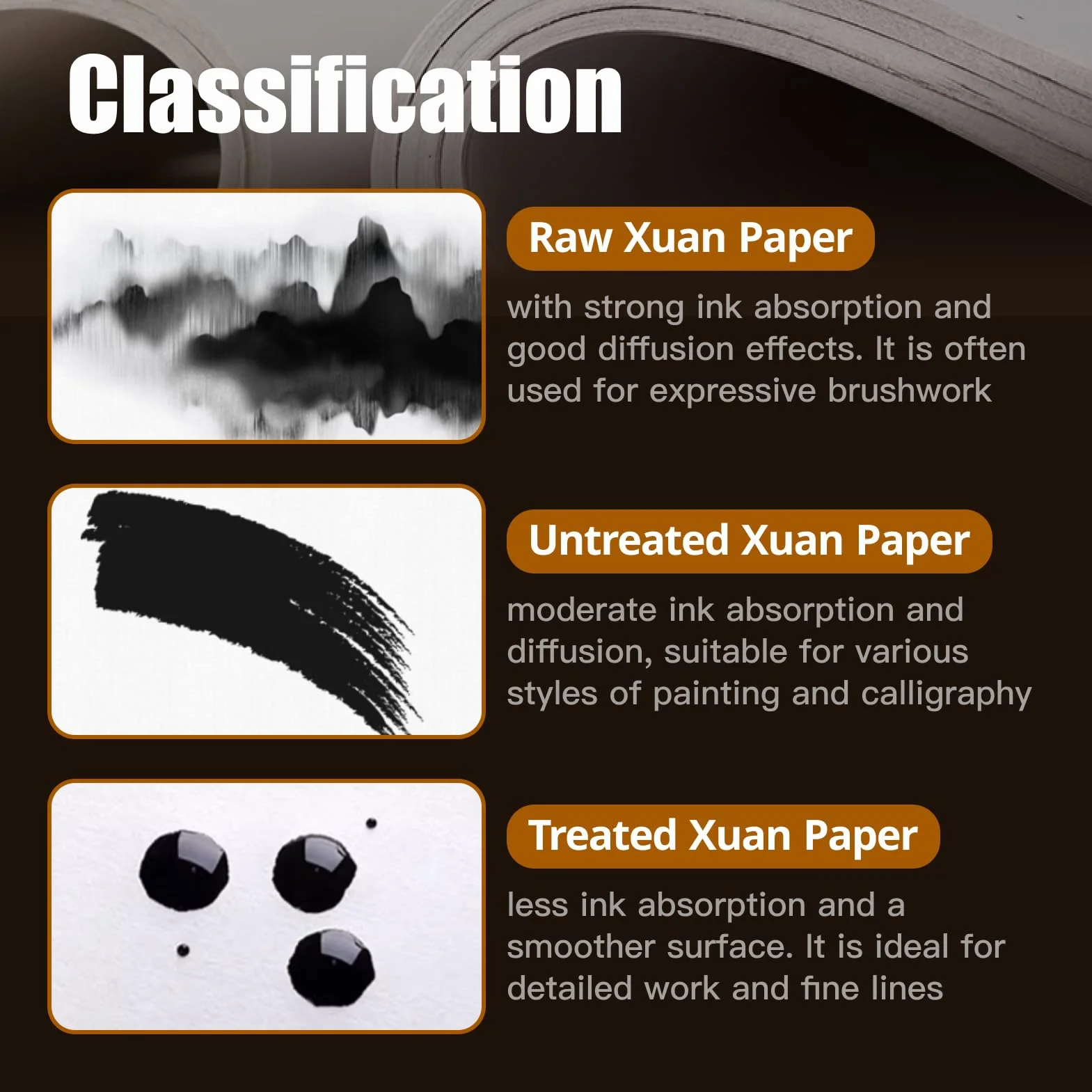 Papier de riz Xuan 120pcs 35x25cm pour Calligraphie chinoise et Peinture