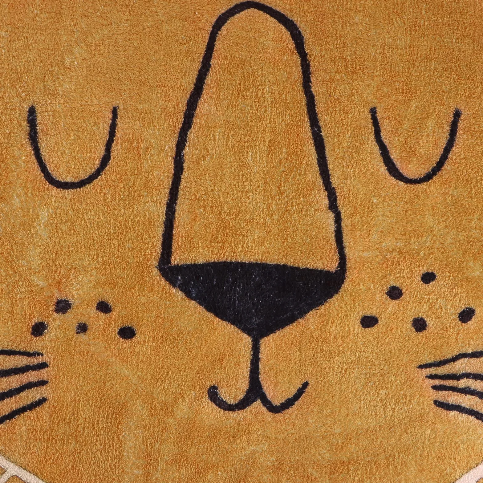 Tapis rond antidérapant lavable 80 cm motif tête de lion marron jaune intérieur extérieur enfant