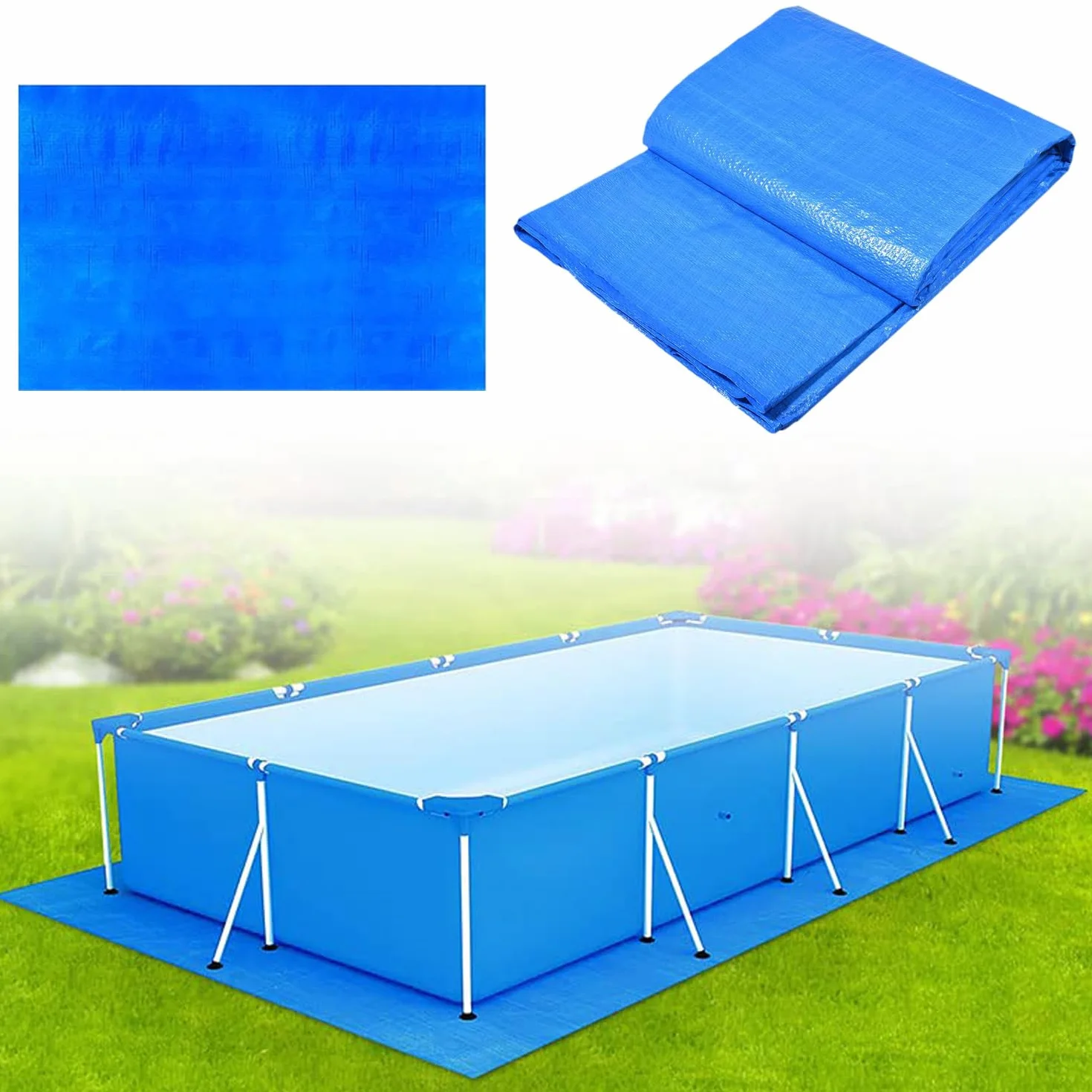 Bâche de Sol rectangulaire 5 x 3 m imperméable en polyéthylène pour Piscine Hors Sol