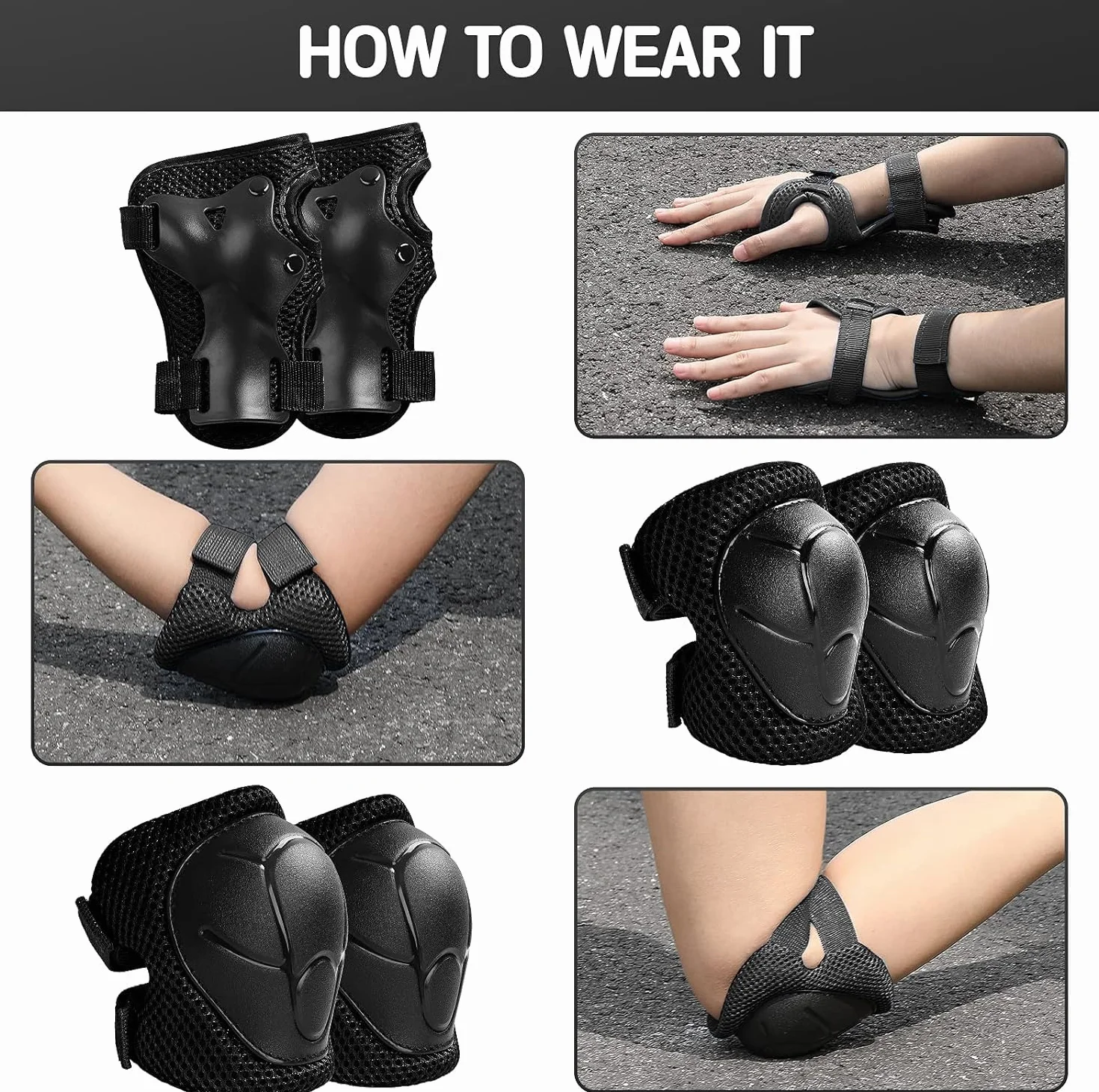 Ensemble casque et coussinets de vélo pour enfants de 3 à 13 ans, équipement de protection réglable pour enfants, coudières, genouillères, pour scooter, cyclisme, skateboard, patinage