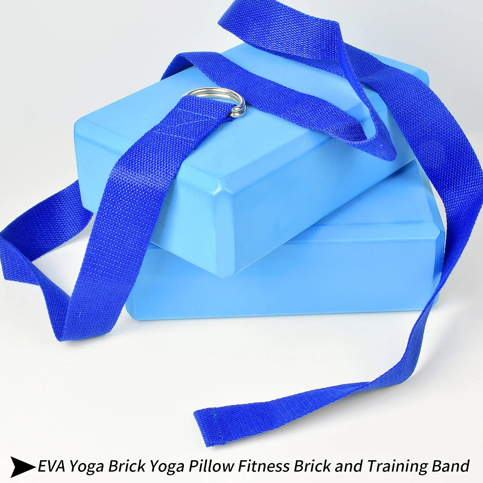 2 pcs Briques Yoga en Mousse EVA,Yoga Block avec Sangle de Yoga Antidérapant Bloc Yoga Brique Yoga Epais Yoga Accessoires Relaxation pour Yoga Exercices Relaxation Fitness,Pilates (Bleu)