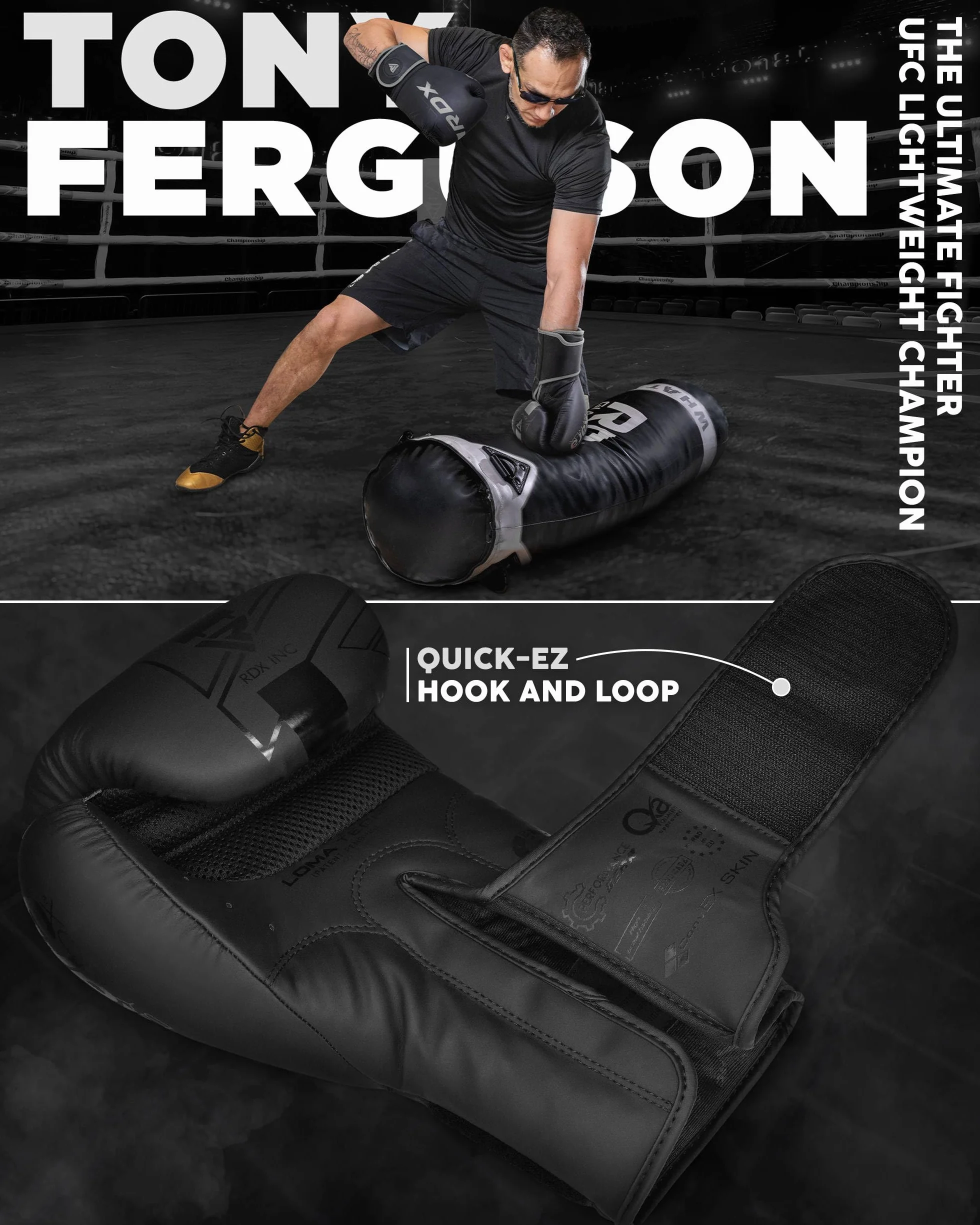 RDX Gants de Boxe Muay Thai d'entrainement, Maya Hide Cuir, Kara Pro Sparring Kickboxing MMA Boxing Gloves, Gants pour Sac de Frappe Pattes d'ours Training, Homme Femme Adulte 8 10 12 14 16 18oz