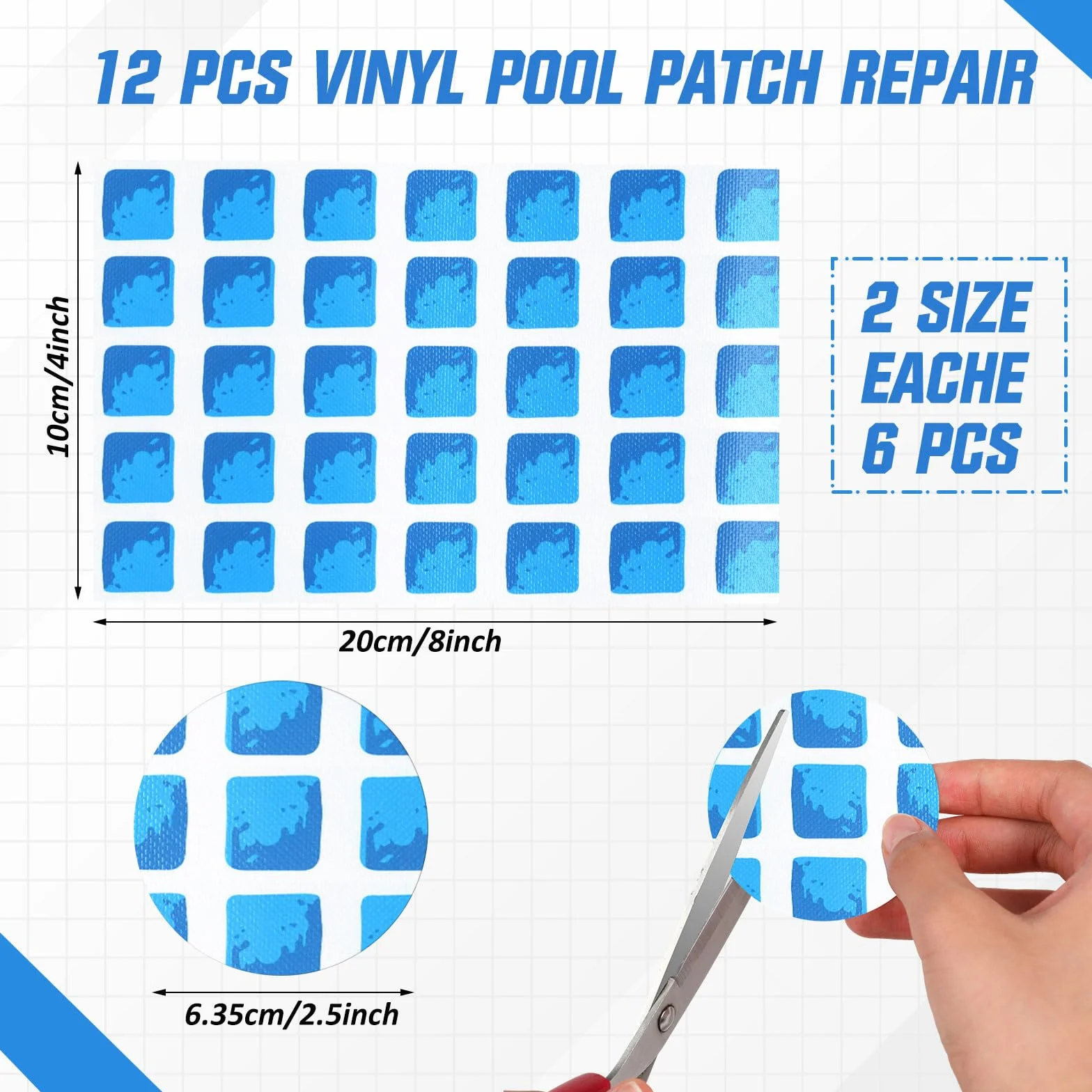 Lot de 12 patchs de réparation en vinyle pour piscine creusée