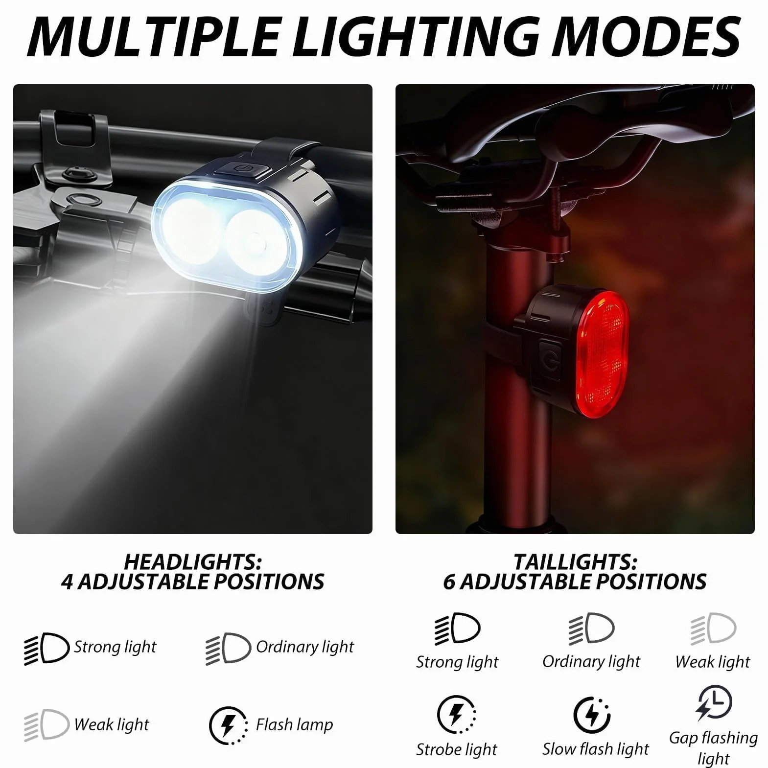 Lumiere Velo Avant et Arriere, Lampe Velo LED Puissantes Rechargeable USB, 4+6 Modes D'éclairage, Étanche IPX5 Lampe Velo, Phare et Feux Arrière pour Nocturne Cyclisme VTT VTC