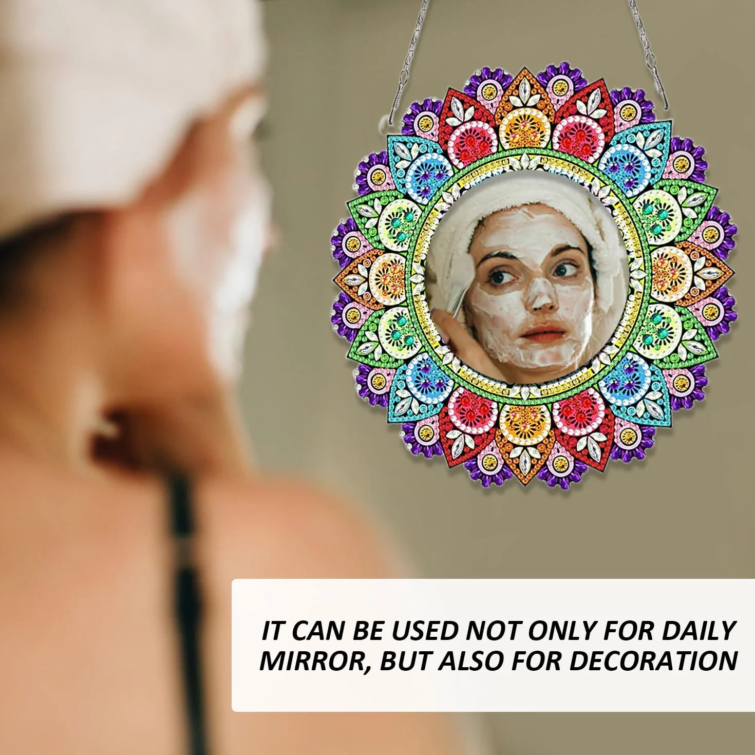 Miroir de maquillage mandala en cristal peint, ensemble pour enfants, artisanat bricolage cadeau fille