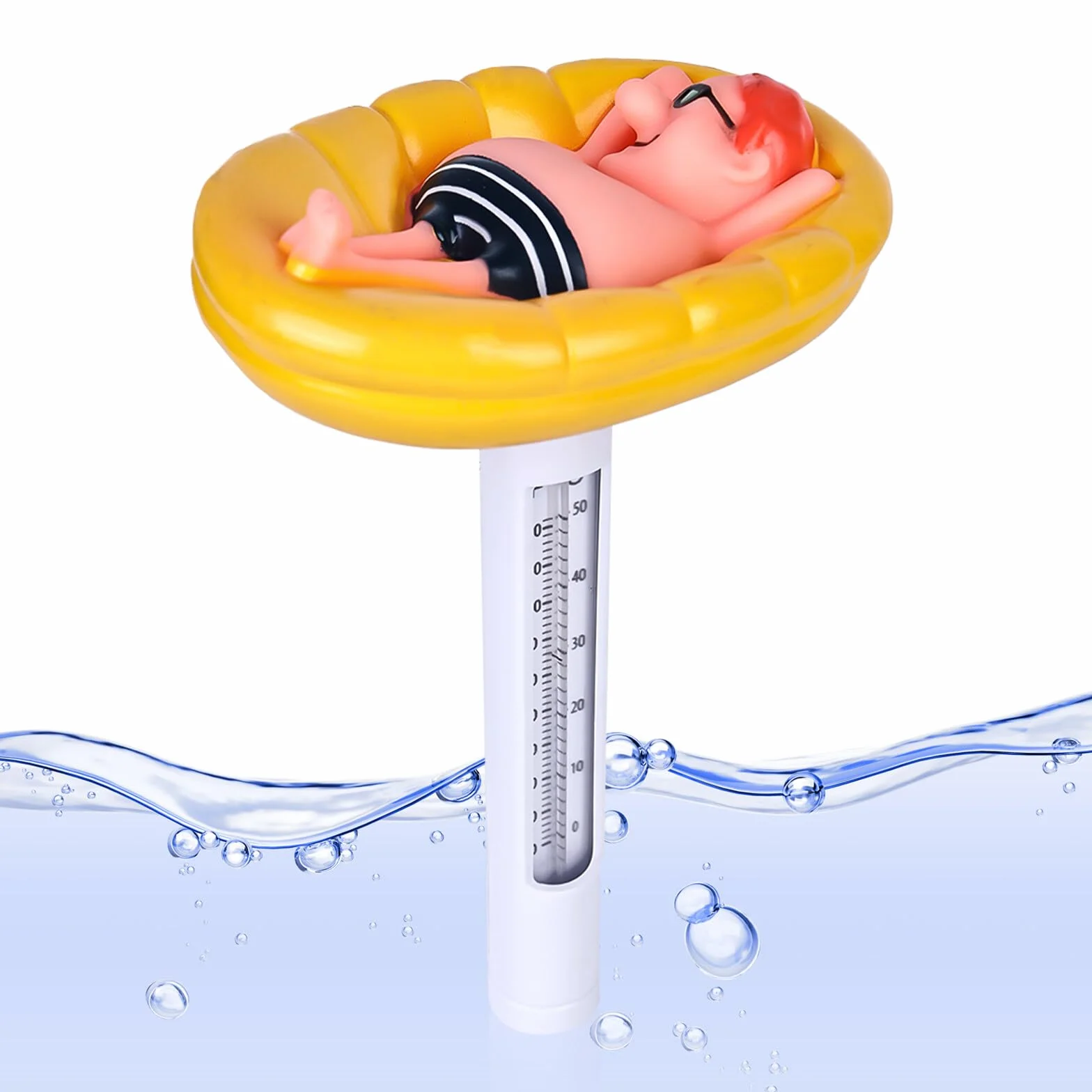 Thermomètre flottant piscine incassable jaune pour spa, aquarium