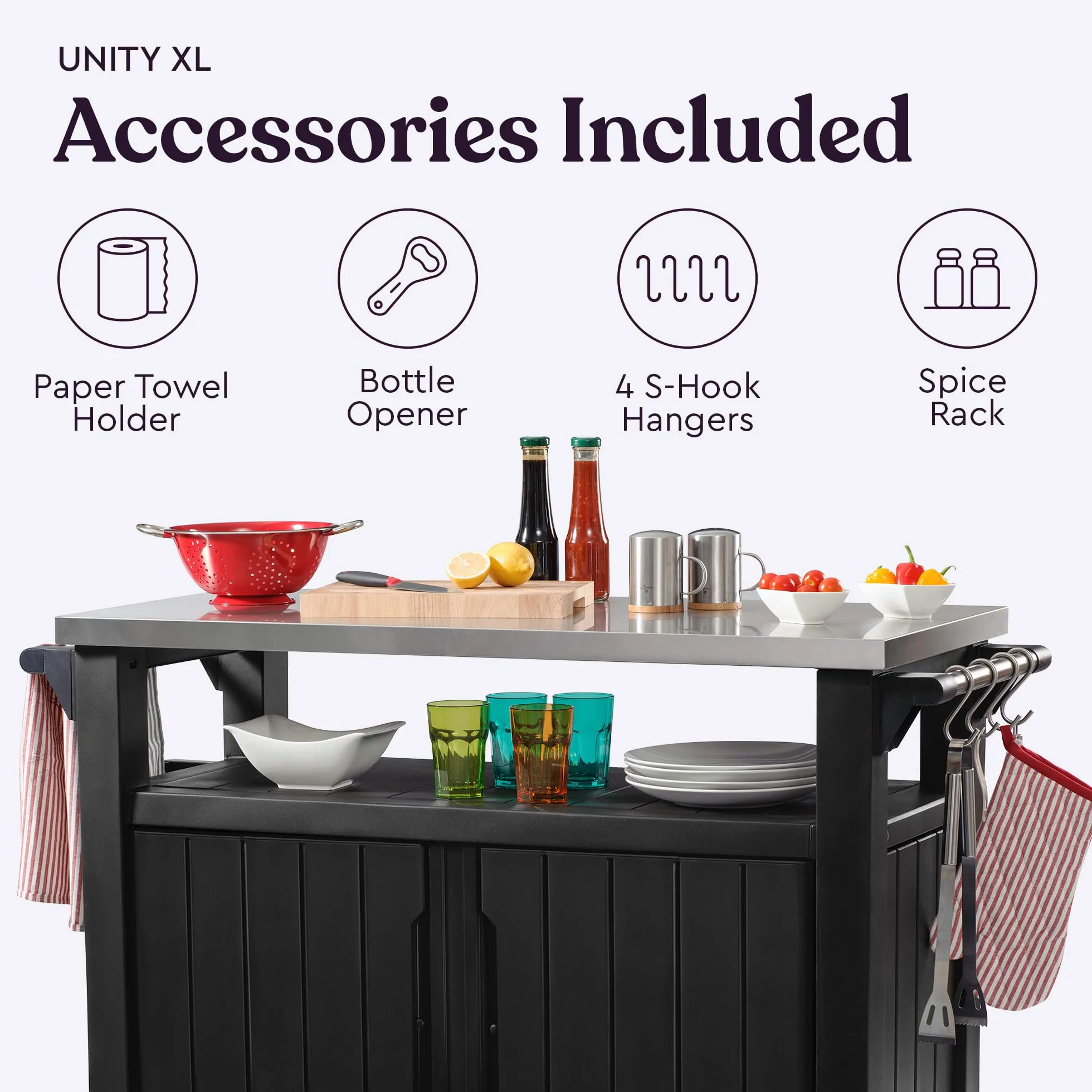 Keter Unity XL Table portable armoire de rangement Gris foncé