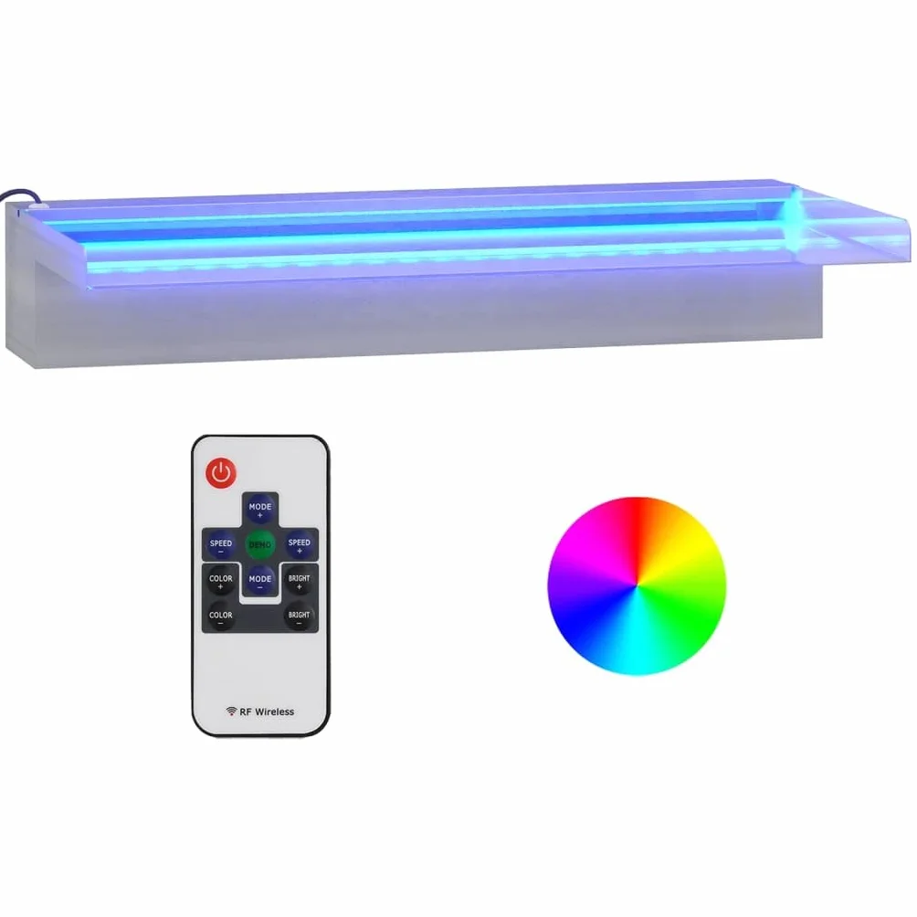 vidaXL Déversoir Cascade LED Fontaine Piscine Inox 45 cm RVB