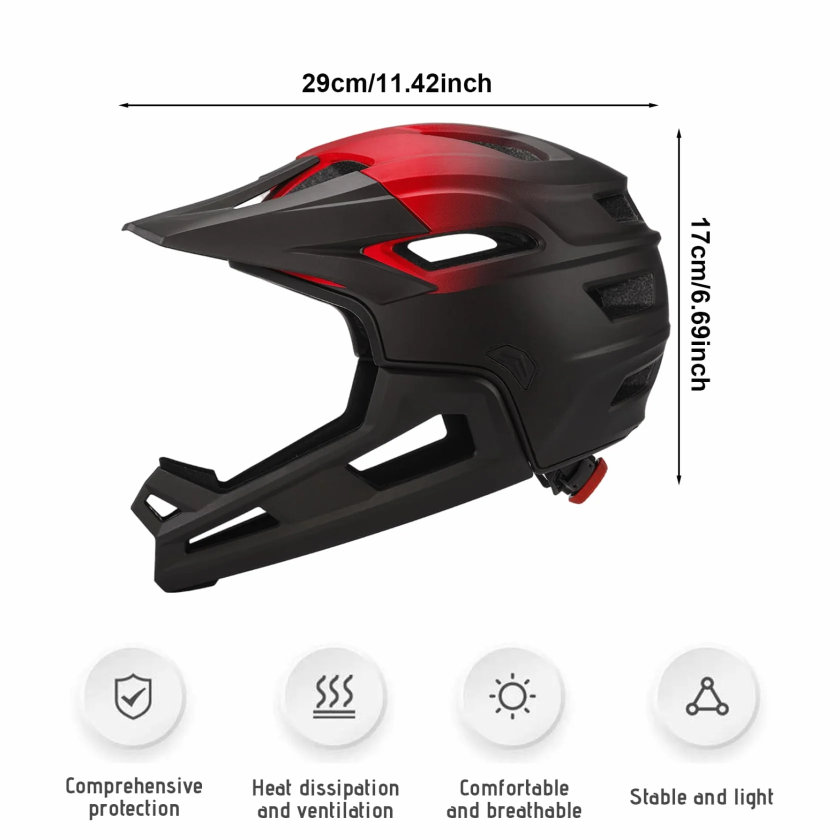 Casque intégral vélo Amovible Absorbant Les Chocs équipement Protection Respirant réglable pour VTT Adulte