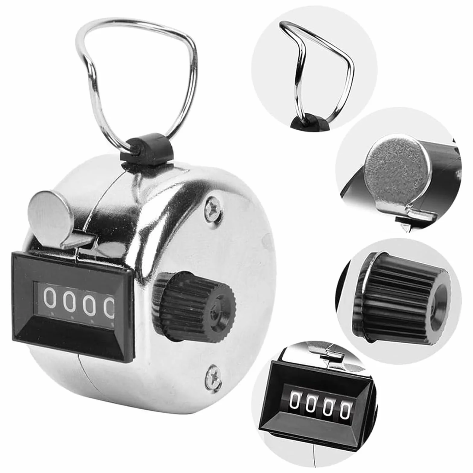 Compteur Manuel Métal 4 Chiffres Mécanique avec Lanière Noir