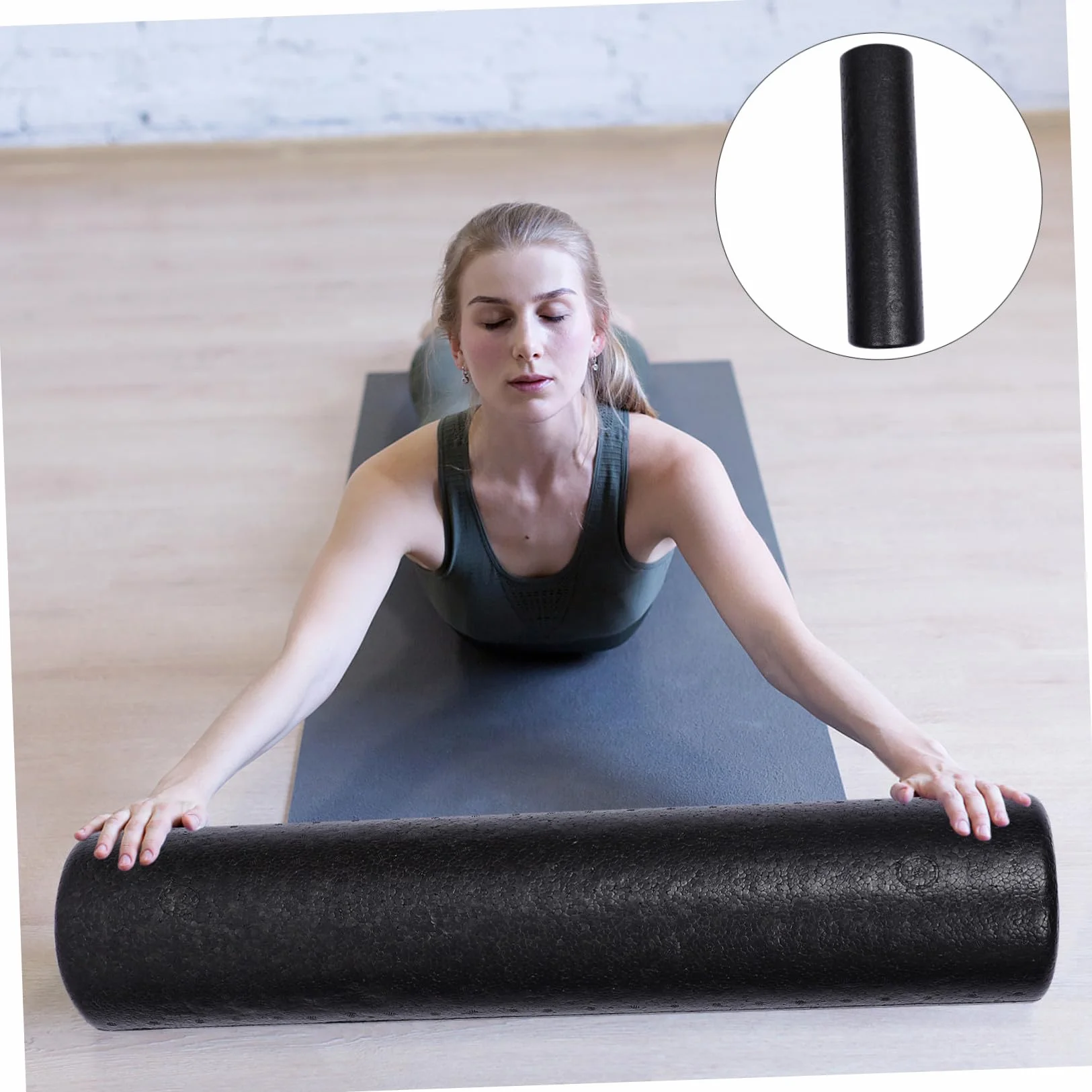 GANAZONO Rouleau De Massage Yoga en Mousse Solide 15x60cm, Rouleau De Récupération Musculaire Haute Densité, pour Jambes Et Bras, Entraînement Pilates Et Relaxation Musculaire