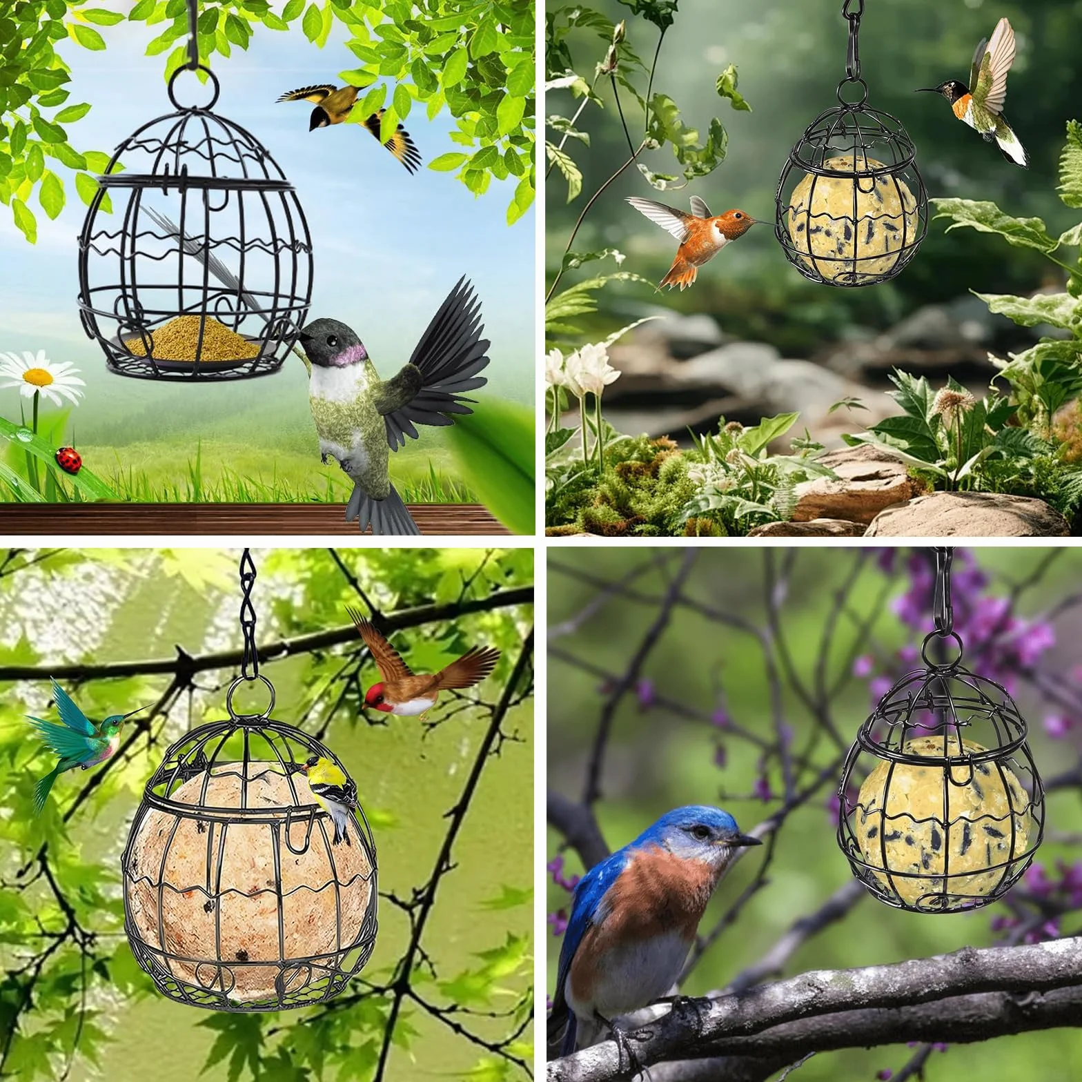 Mangeoire Oiseaux Extérieur Lot de 4, Bird Feeder Suspendue Crochets en Forme de S Métal
