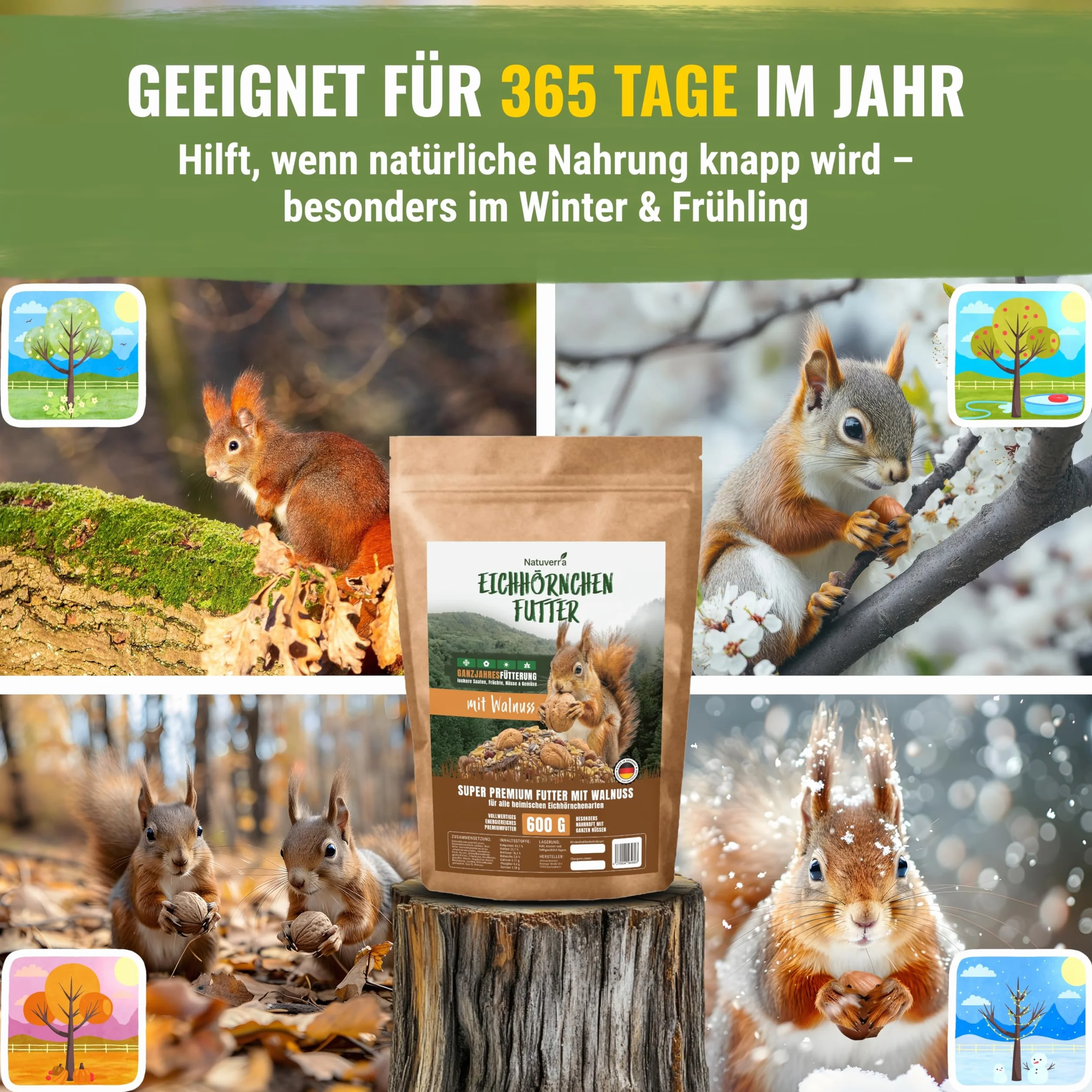 Nourriture pour écureuils et tamias 600 g avec noix