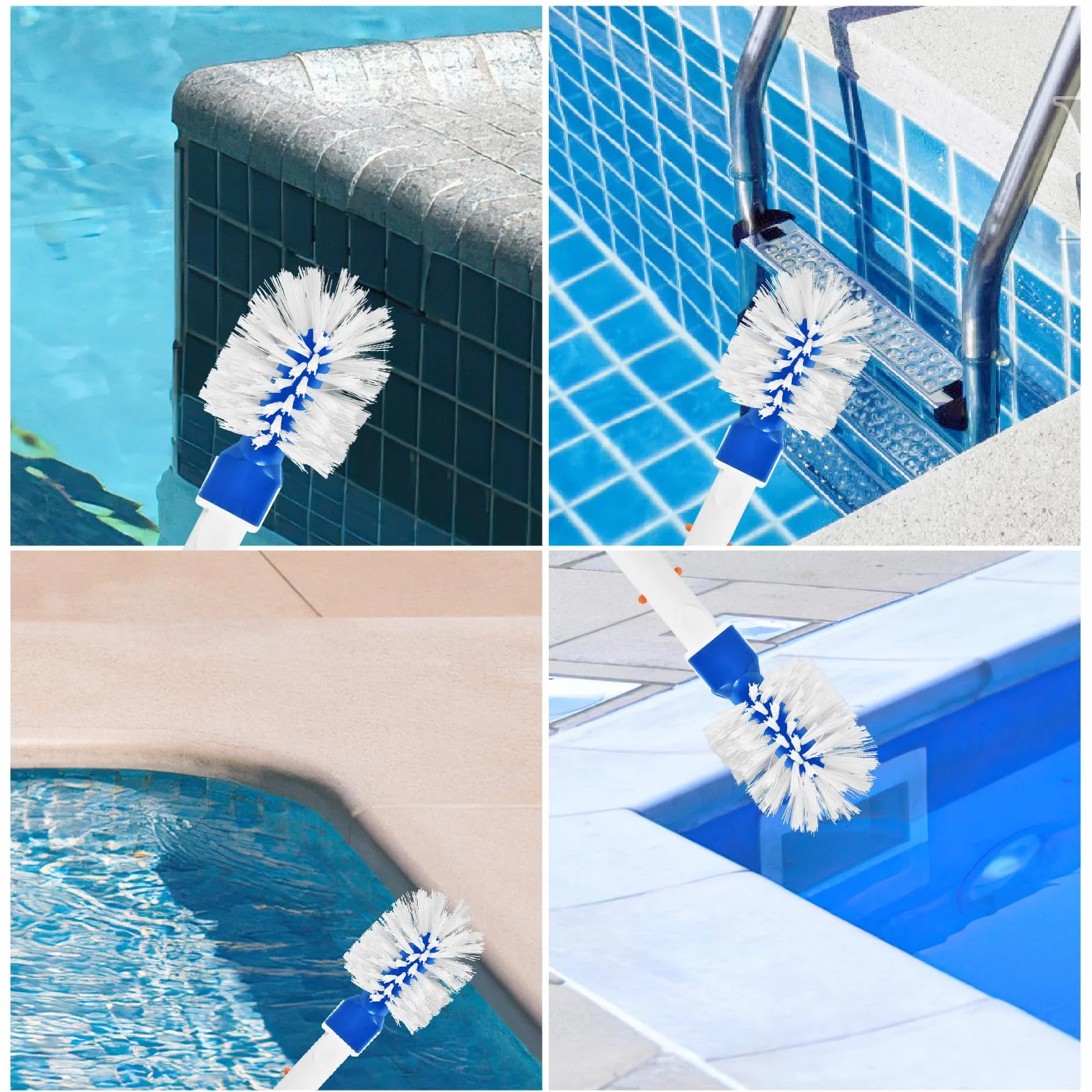 Brosse Piscine Ronde pour Nettoyage de Piscine Accessoires Marches Baignoires Carreaux Angles