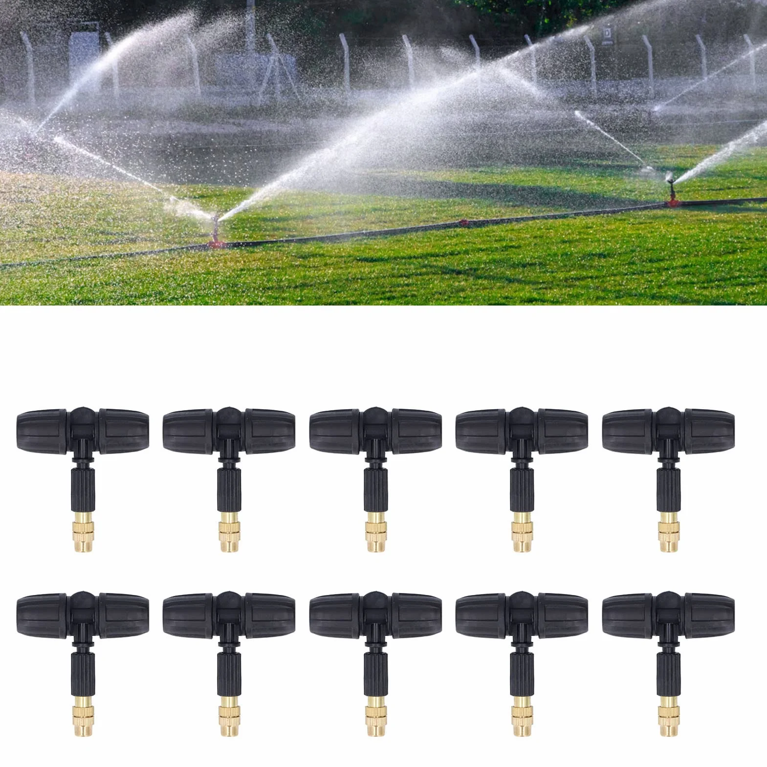 Buse d'atomisation en cuivre avec tuyaux en T réglable pour jardinage serre 8/11 mm
