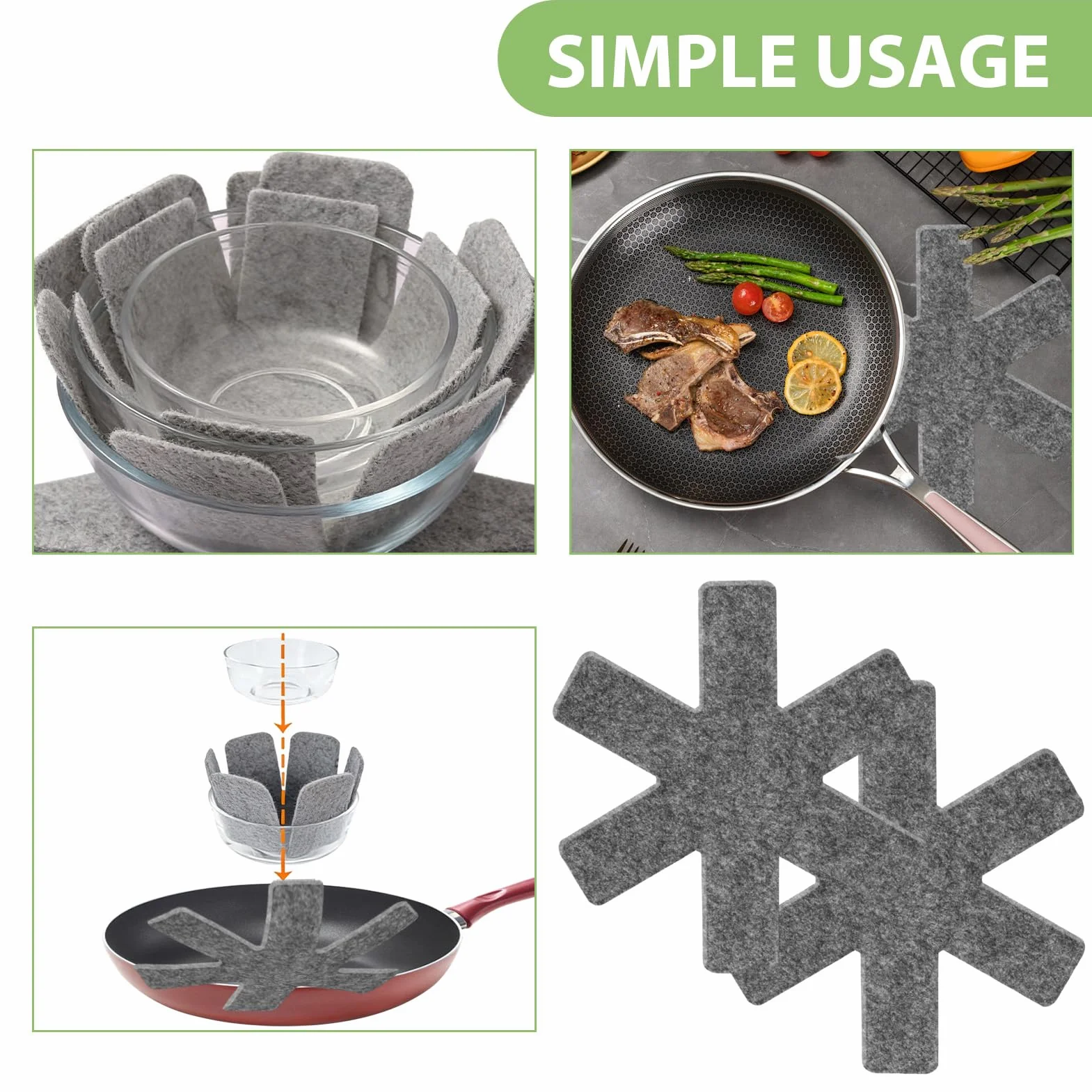 Protège Poêle 20cm en Feutre Lot de 10, Protection Casserole Anti-Rayures Tapis Épais Lavable