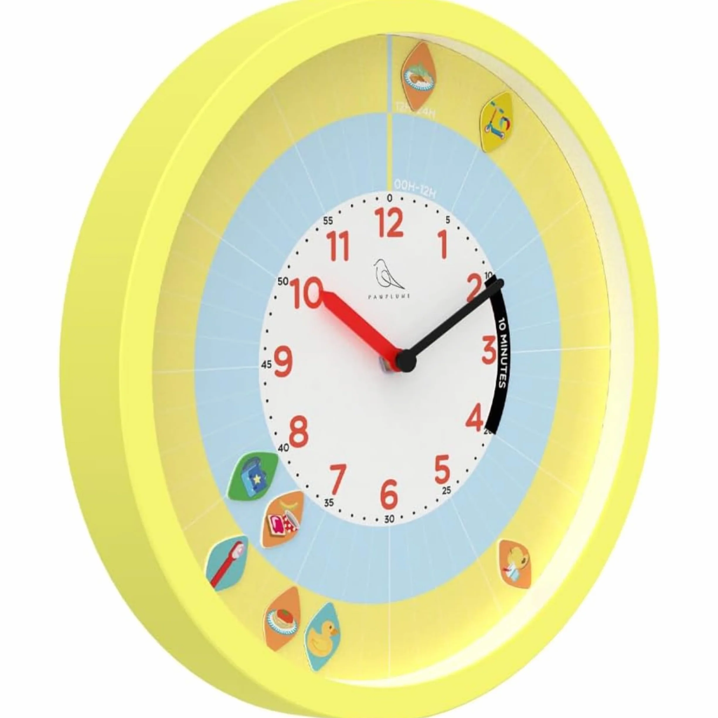 Horloge d'apprentissage pour Enfant, 60 Magnets Activités, 7 Magnets Timer, Jaune