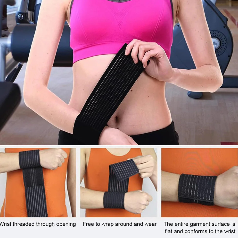 KARELLS Bande Poignet Support Compression Noir 4PCS