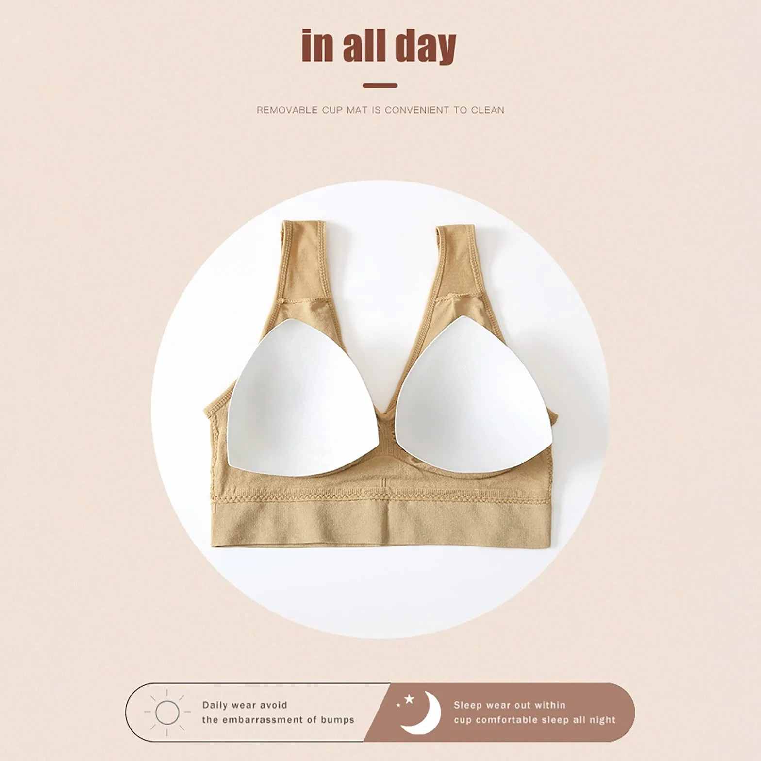 Soutiens-Gorge de Sport Femme sans Couture Blanc avec Coussin Amovible
