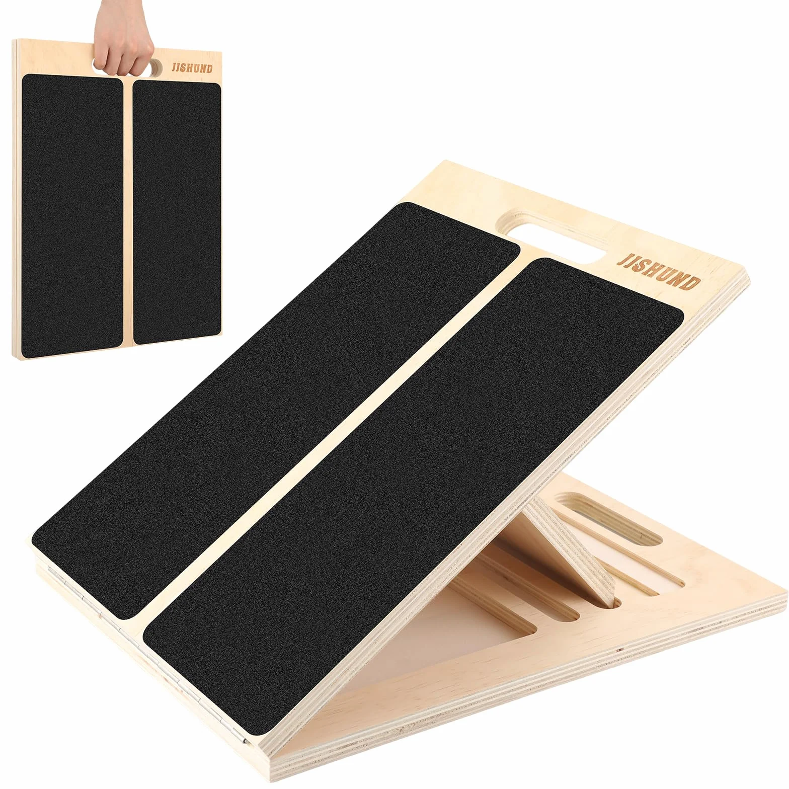 Planche Inclinée Professionnelle Réglable en Bois avec Poignée pour Mollet Squats Jambes