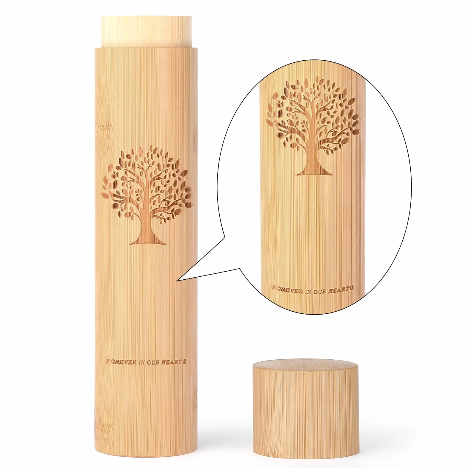 Urnes biodégradables en Bambou Petites 9x2 pouces pour Cendres humaines Tubes d'urne à Diffusion Arbre de Vie 2 pièces