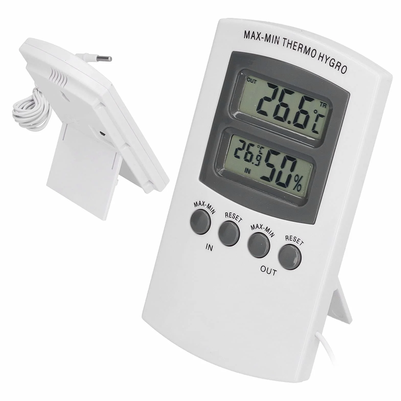 Hygromètre Thermomètre d'Intérieur LCD avec Jauge d'Humidité pour Maison Bureau