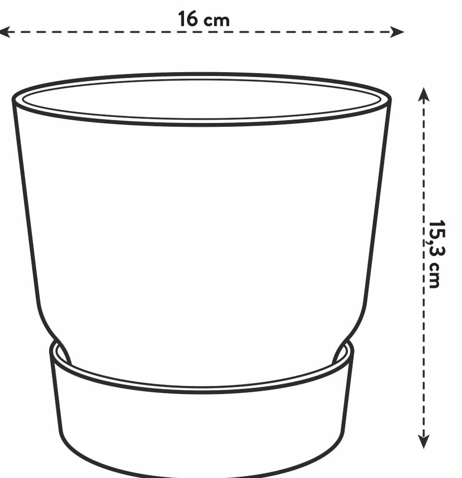 Elho Greenville Rond 16 Pot De Fleurs avec Réservoir d'eau Intégré, Plastique 100% Recycle, Ø 16 x H 15.3 cm, Vert/Leaf Green