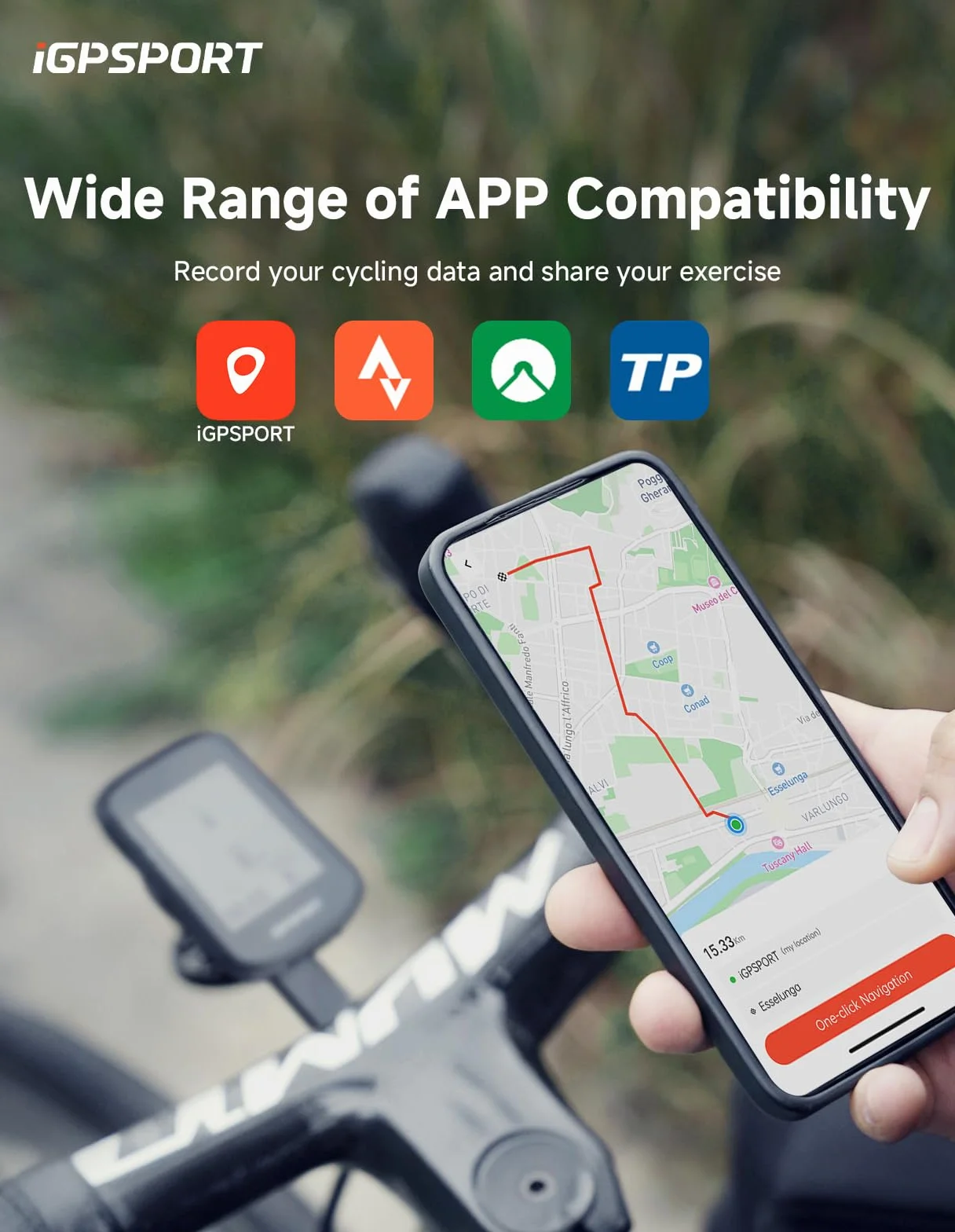 iGPSPORT BSC300T Compteur Velo sans Fil, 2,4’’ Écran Tactile Map Navigation GPS 130+ Données Alerte Hors Itinéraire, Di2 IPX7 Synchronisation Strava Compteur Velo GPS
