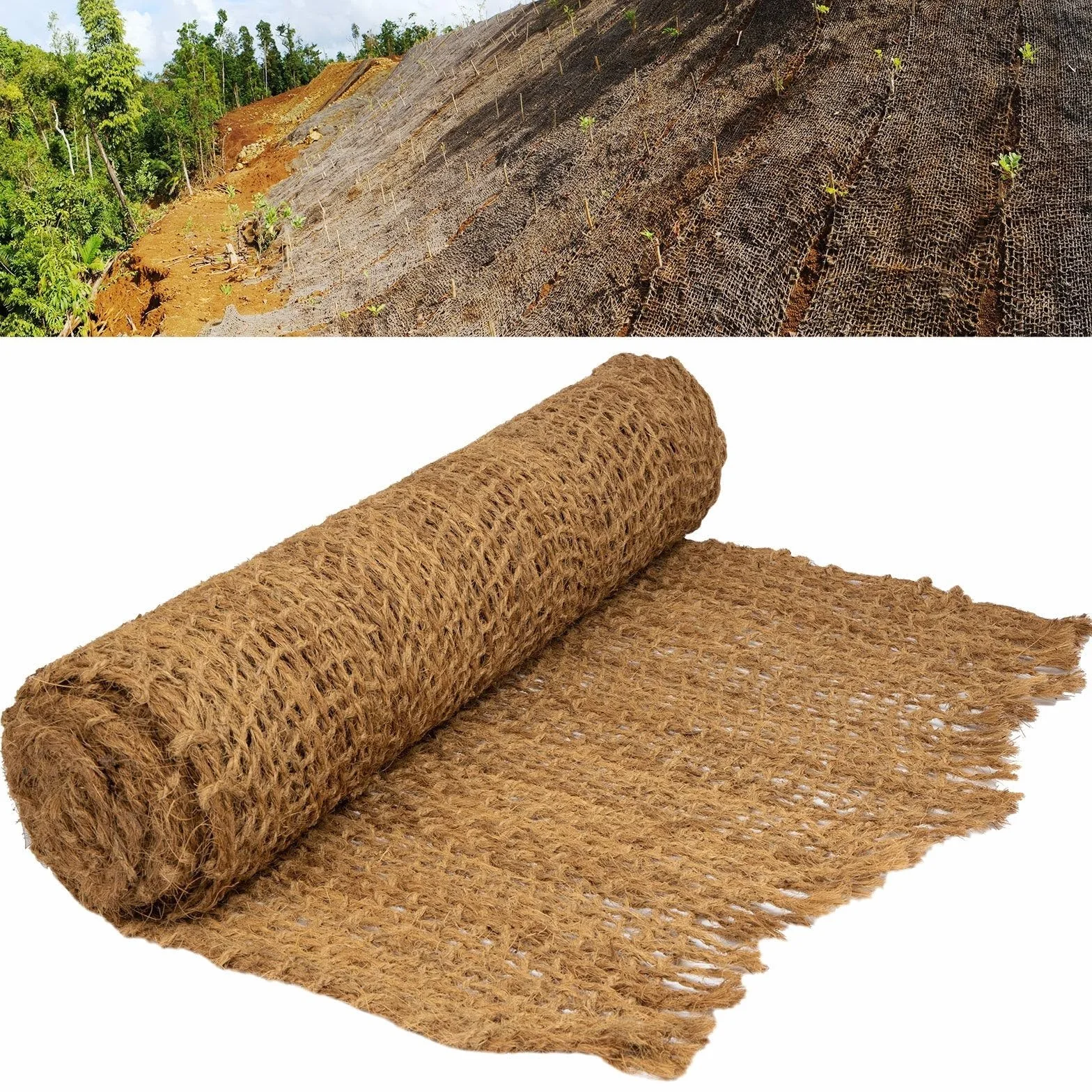 Floordirekt Tapis de remblai 700 g/m² 10 m Protection contre l'érosion Fibres naturelles de coco Résistant aux intempéries