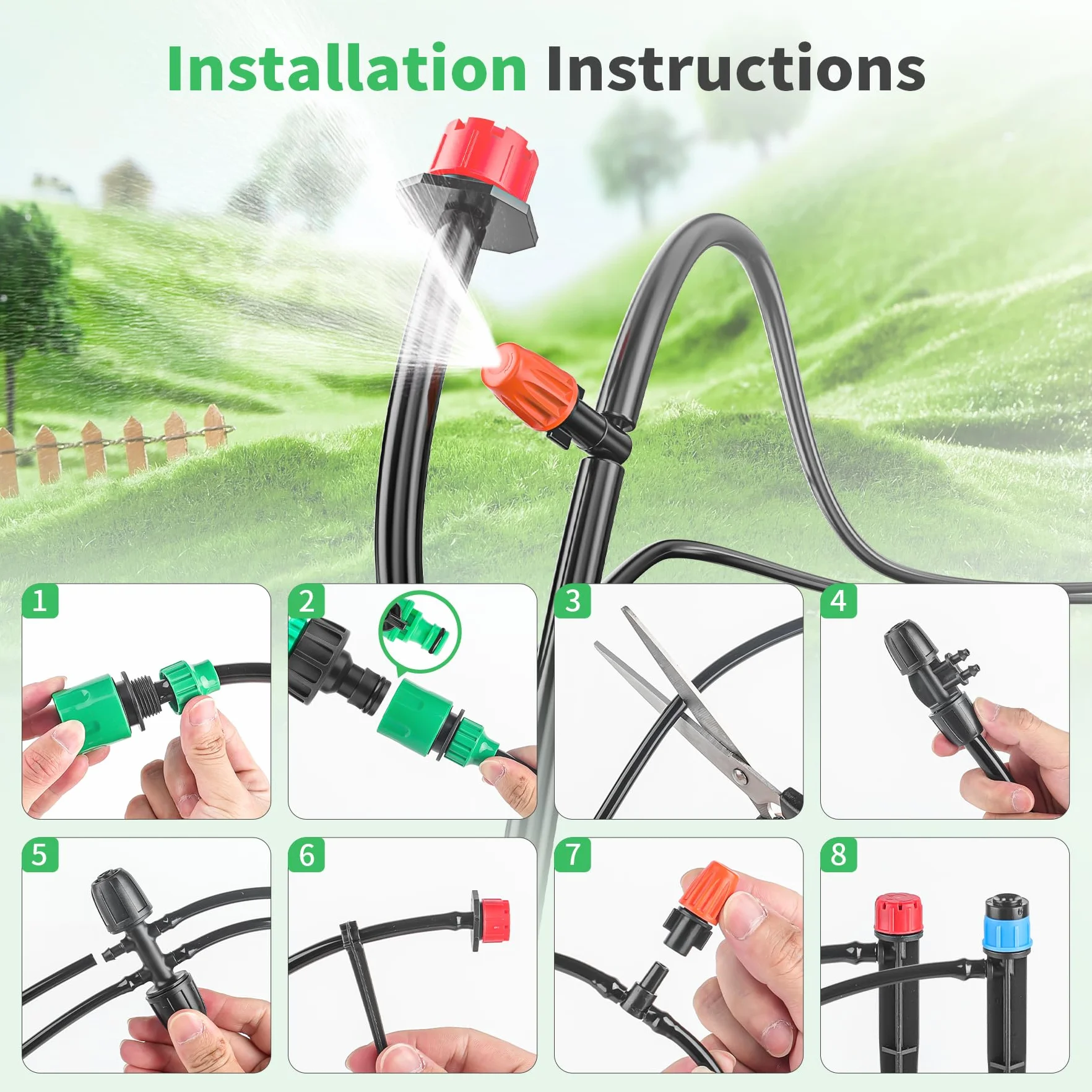 Forever Speed Système d'irrigation goutte à goutte 315PCS Kit avec tuyau 60M+15M pour jardin pelouse serre
