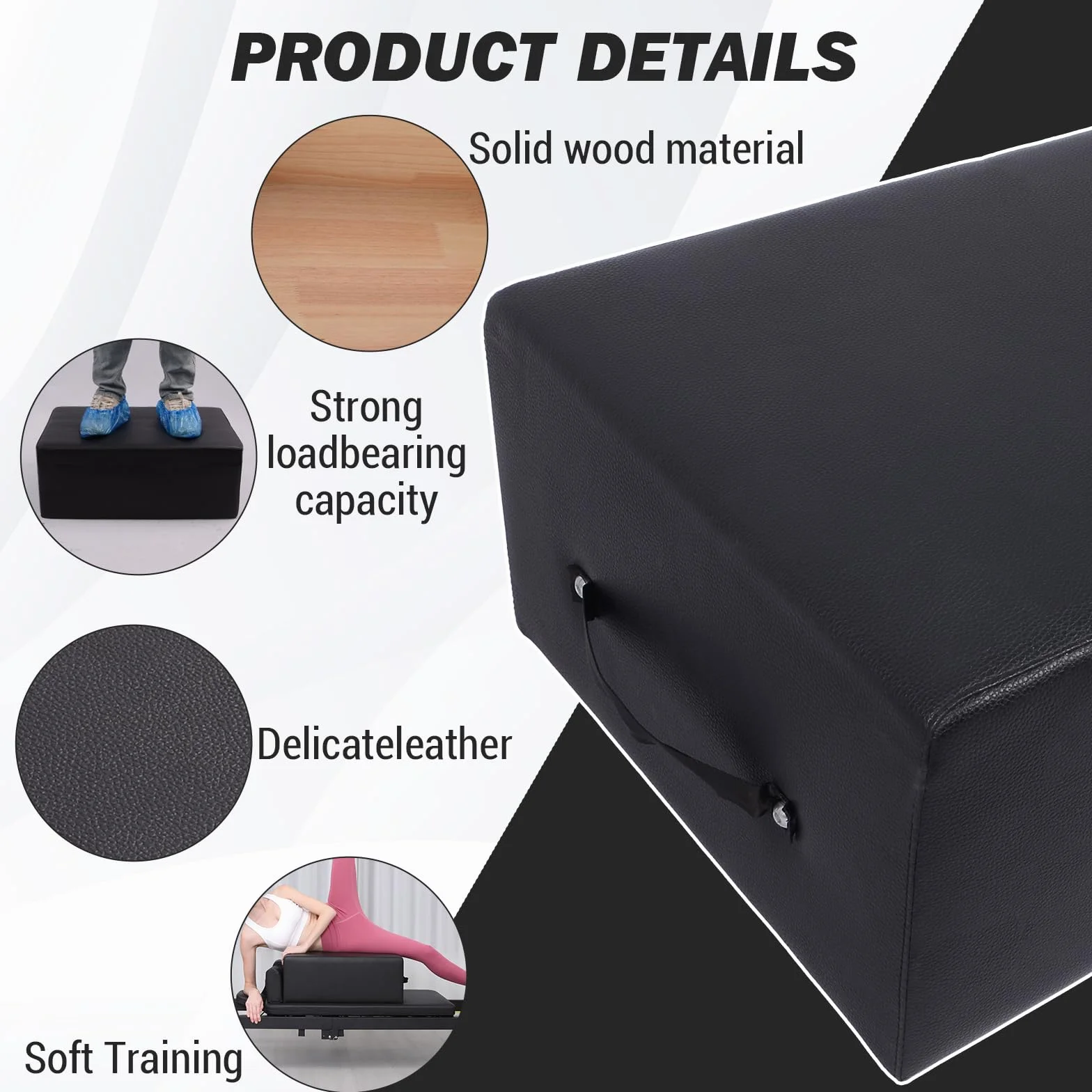 Boîte de siège pour pilates et pilates - En polyuréthane et bois - Avec poignée - Pour chaise de Pilates - Correcteur de posture - Chaise combinée