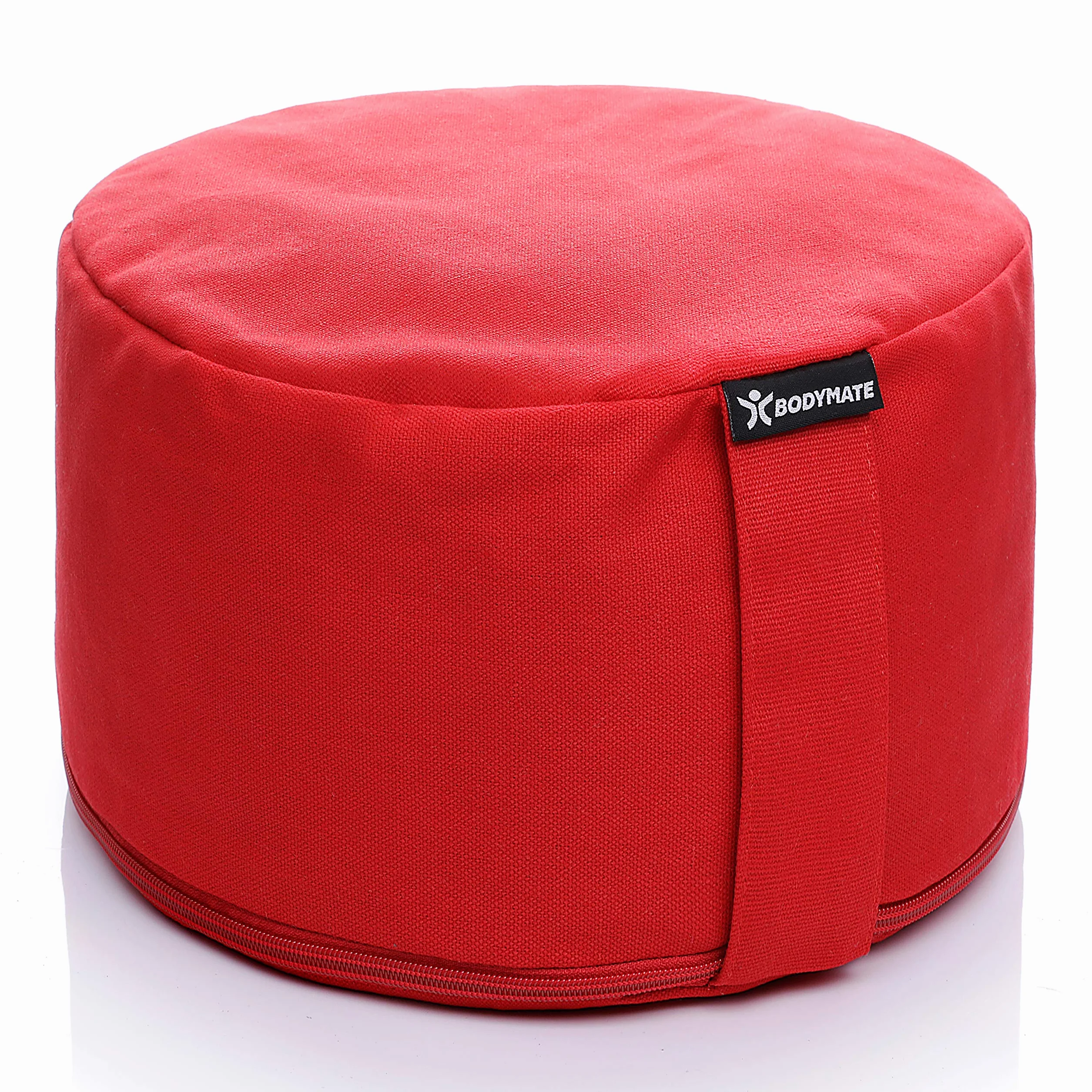 BODYMATE Coussin de méditation & Yoga (zafu) surélevé H20 cm Ø31 cm - Rembourrage en Coques de Sarrasin, Housse 100% Coton - Lavable en Machine