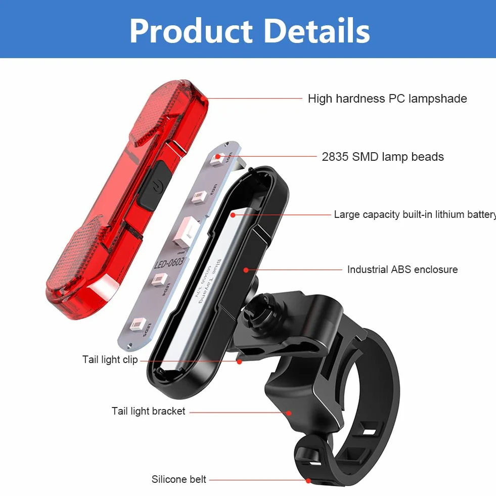 Feu Arrière,Feu Arrière VTT,Feux Arrière,Lampe Vélo,Feux Arrière LED,Lampe Vélos Arrière,Lumiere Vélos,for Vélo,Sac à Dos
