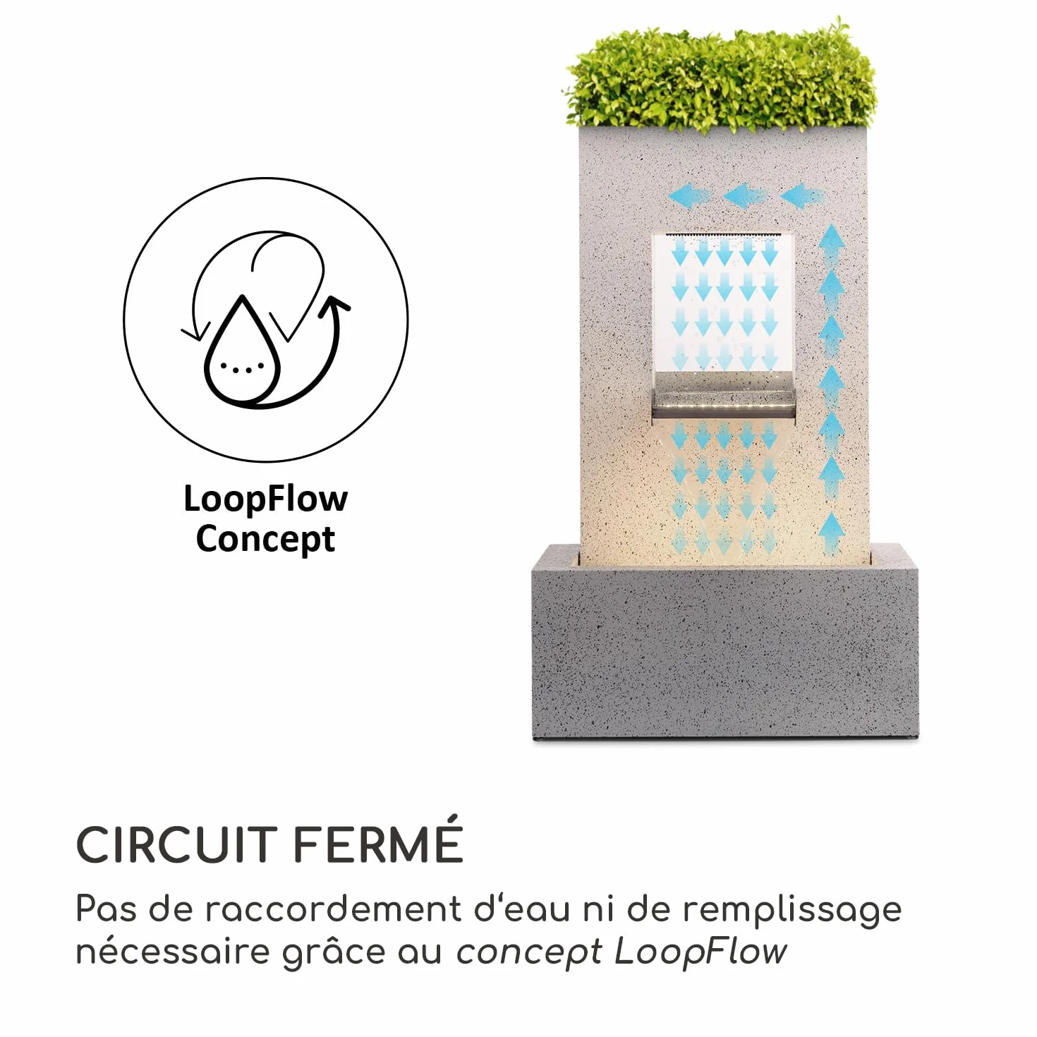 Blumfeldt Bloomingstone Fontanna Ozdobna Ogrodowa z Donicą LED 12W 800l/h Cynk Biały
