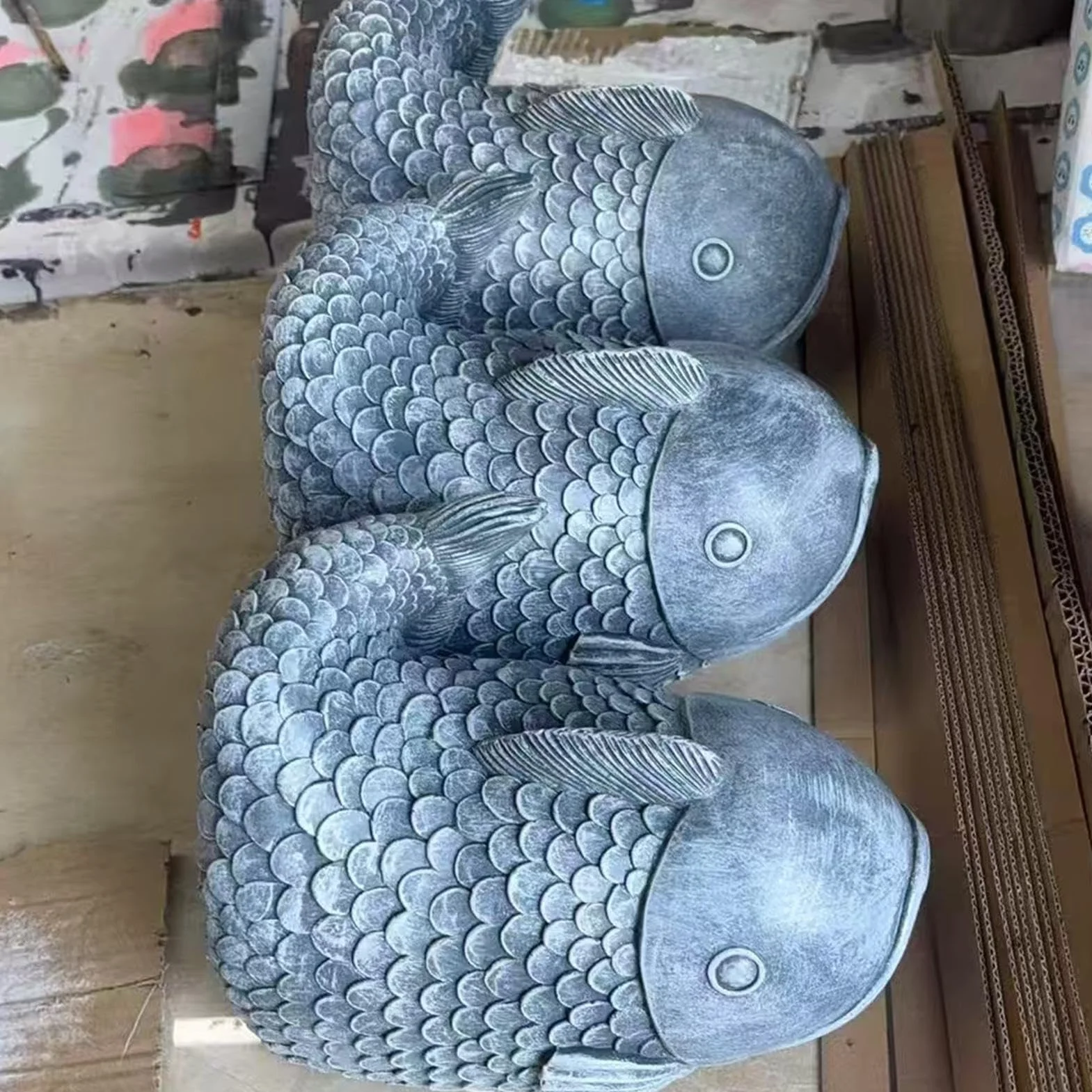 Générique Gargouille De Gouttière Poisson Résine 21x14cm Sculpture Décorative De Jardin Déviateur d'eau
