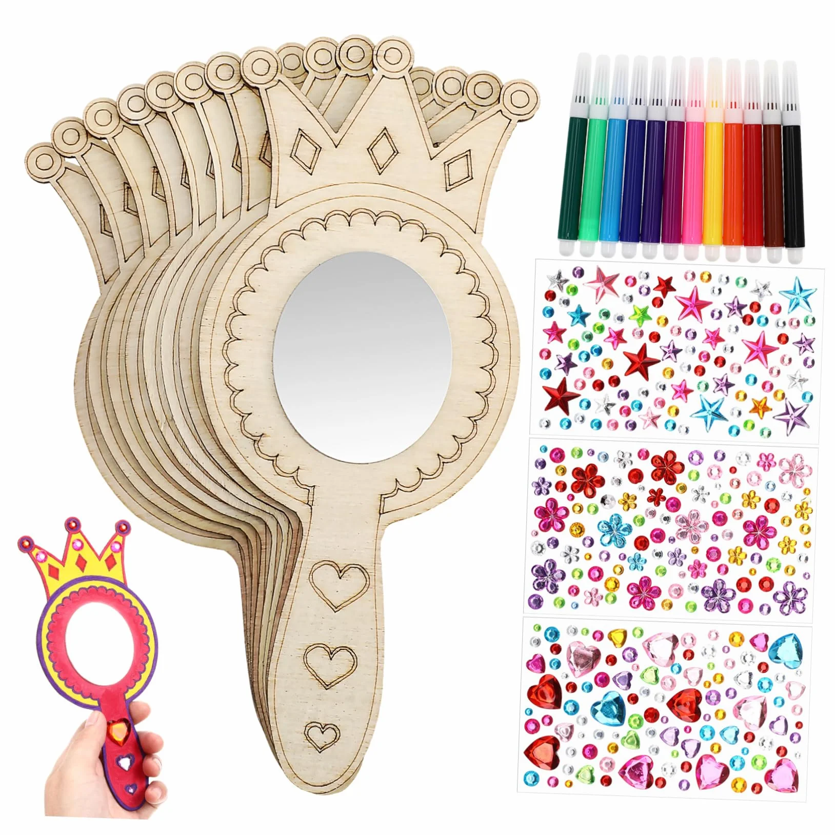 SHINEOFI Kit De Bricolage Miroirs Bois Accessoires Décoratifs Pour Activités Manuelles