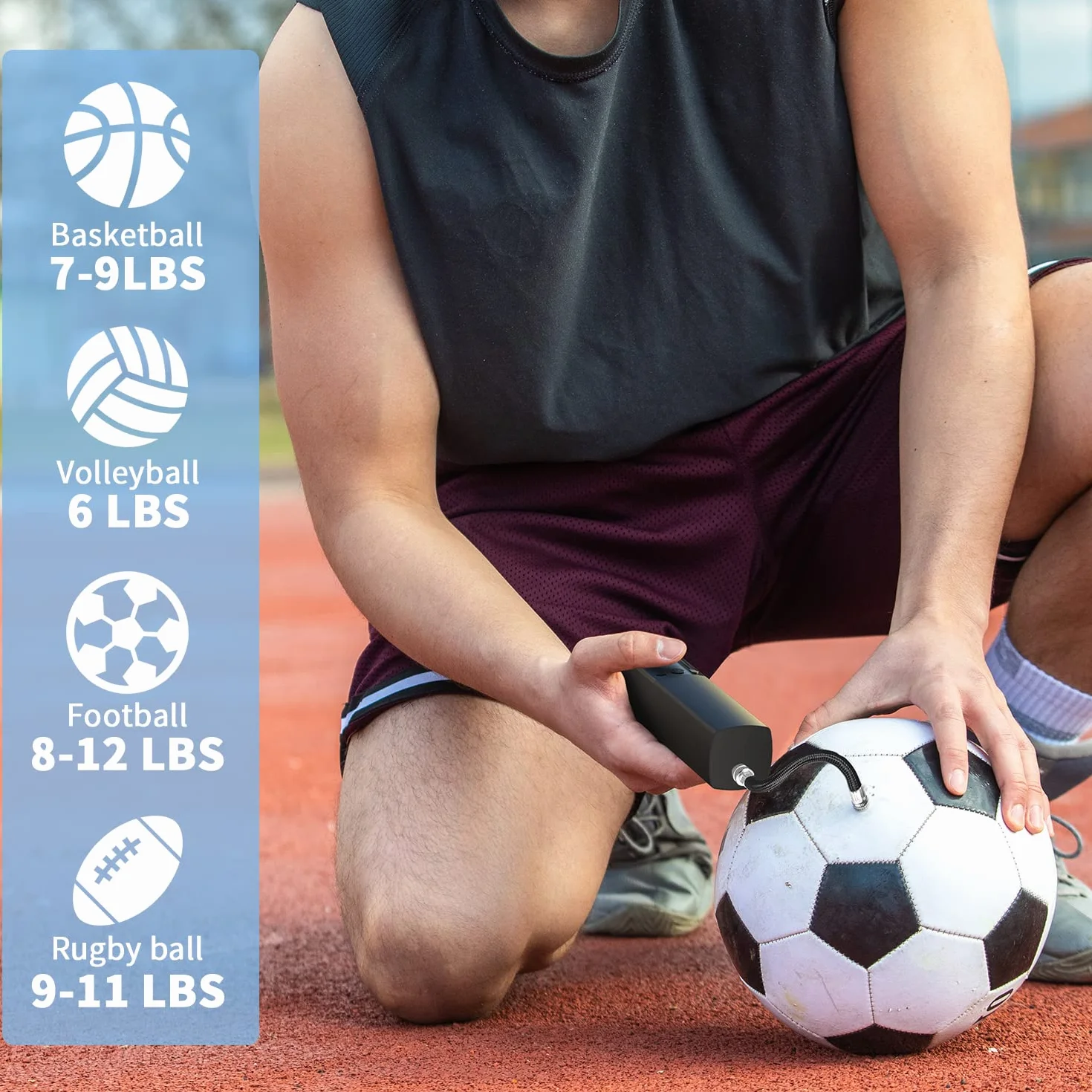 Kizplays Pompe à Ballon électrique Intelligente, Portable, gonflage Rapide de la Balle avec manomètre précis et écran LCD numérique pour Football, Basketball, Volley-Ball (2 Aiguilles et 1 buse)