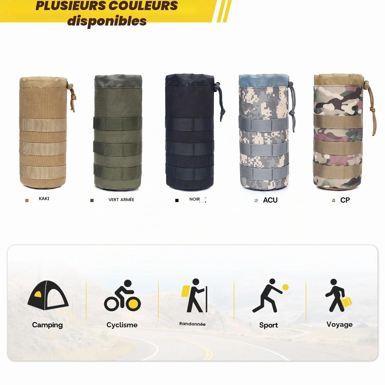 ACEXIER tactique Molle sac de bouteille d'eau pochette support de voyage sac de Sport hydratation en plein air pour Camping randonnée sacs de pêche