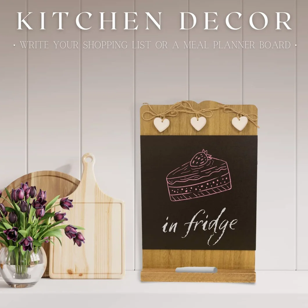 Homezone Shabby Chic Tableau Mémo Rustique Cuisine Tableau Noir Décoratif avec Coeurs en Bois