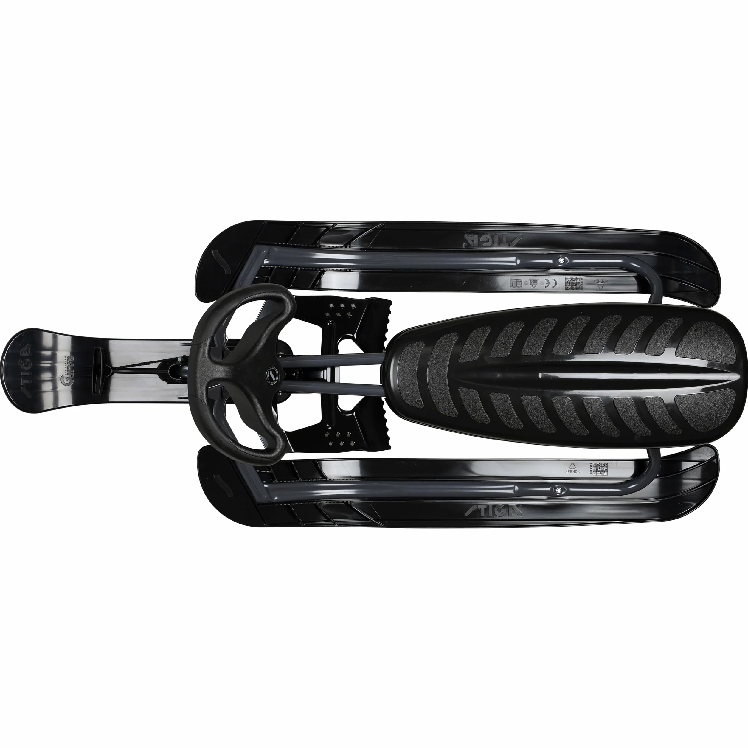 STIGA Snowracer Curve – Luge avec Volant, Frein et Ski Incurvé – pour Enfants et Adultes – Cadre en Acier Solide – Facile à Manœuvrer – Poids Max 90 kg, Gris