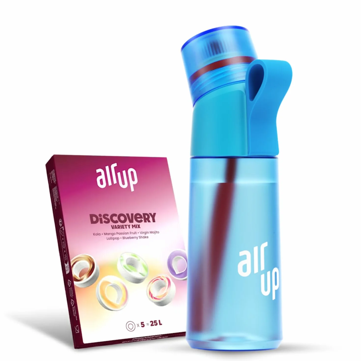 air up Gourde Twist Pro Blue Pulse (Bleu) – Pack de démarrage avec 5 capsules de goût | Bouteille 600 ml sans sucre, passe au lave-vaisselle, sans BPA