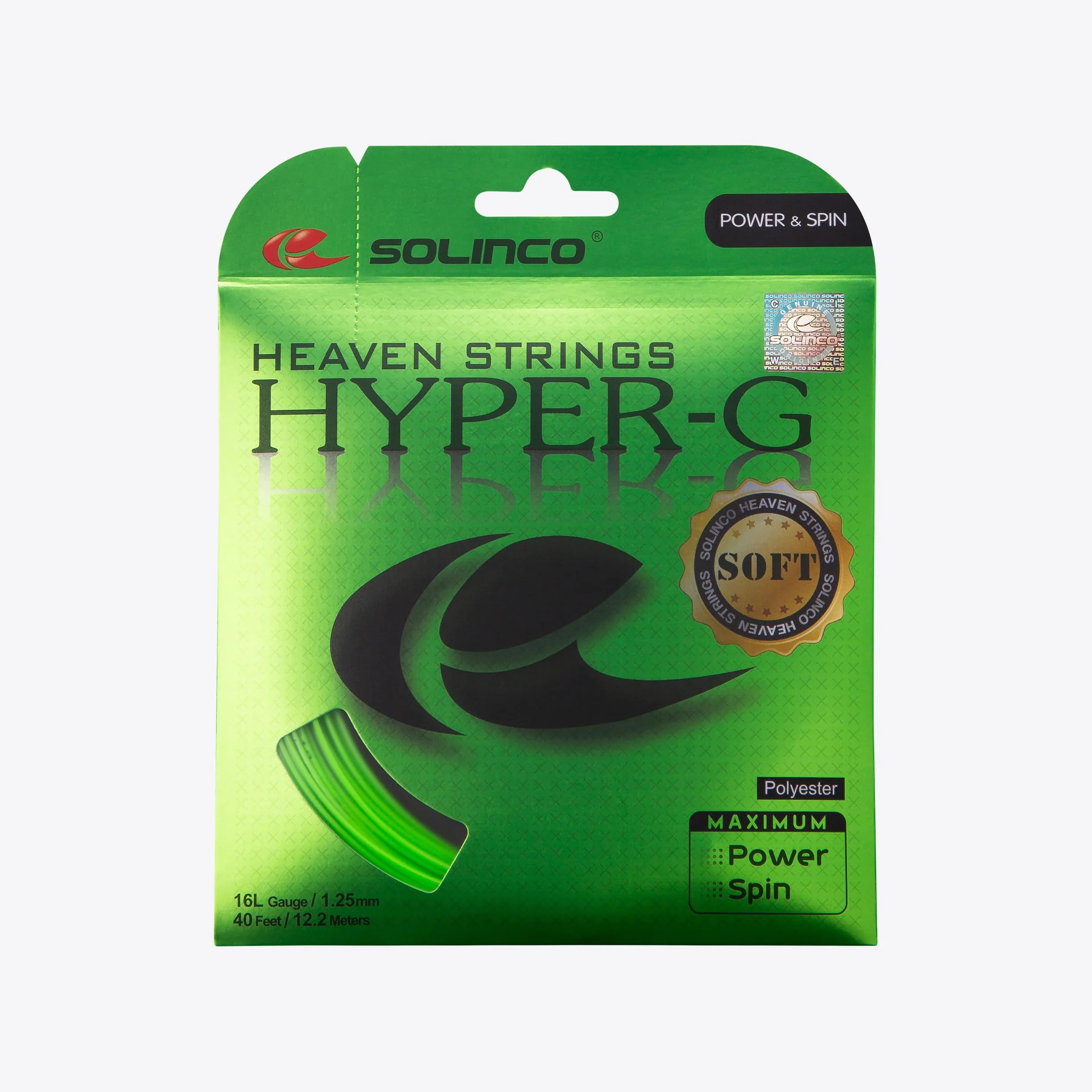 Solinco Hyper-G Bobine de corde de tennis souple de 200 m en copolyester monofilament pour puissance, rotation et contrôle