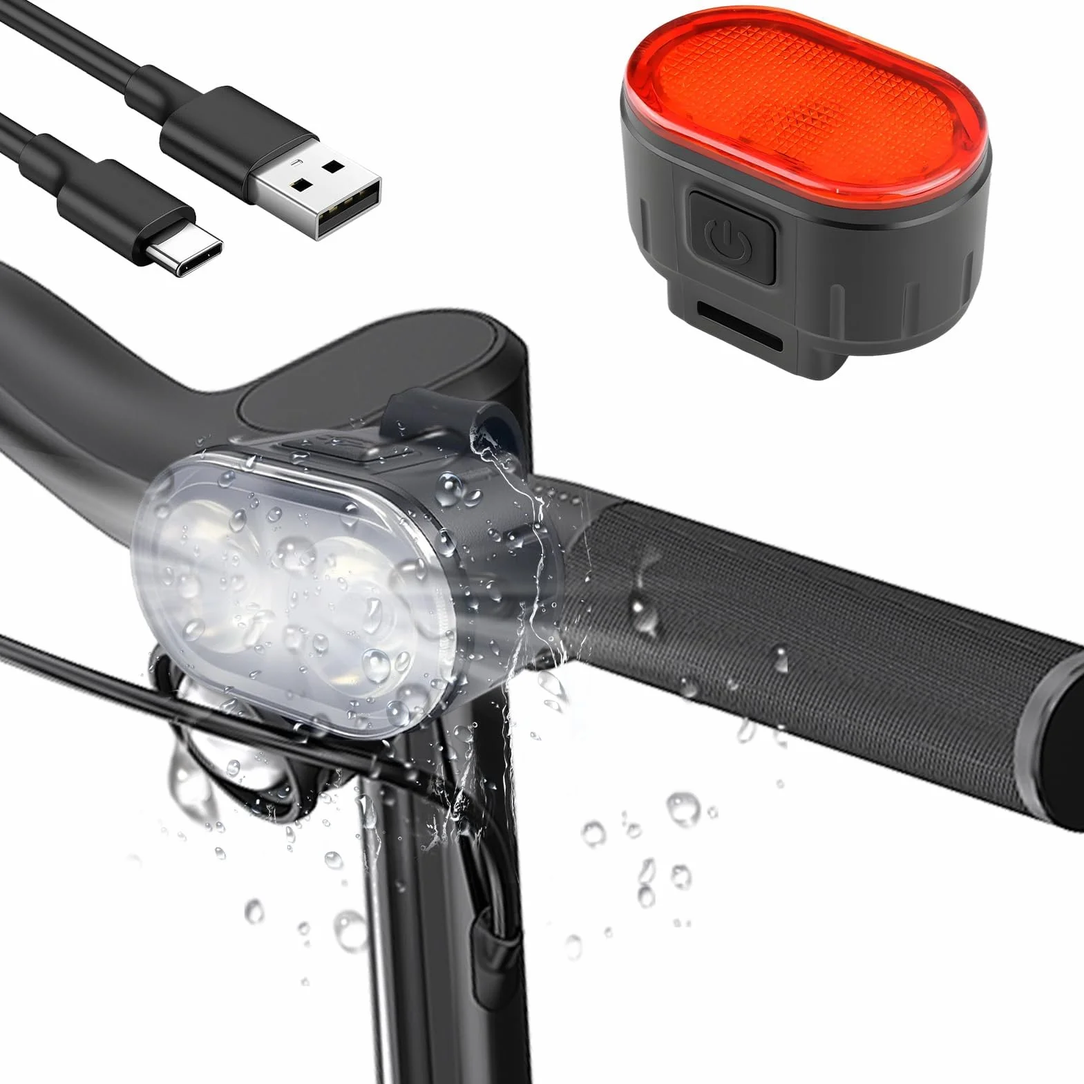 Lumiere Velo Avant et Arriere, Lampe Velo LED Puissantes Rechargeable USB, 4+6 Modes D'éclairage, Étanche IPX5 Lampe Velo, Phare et Feux Arrière pour Nocturne Cyclisme VTT VTC