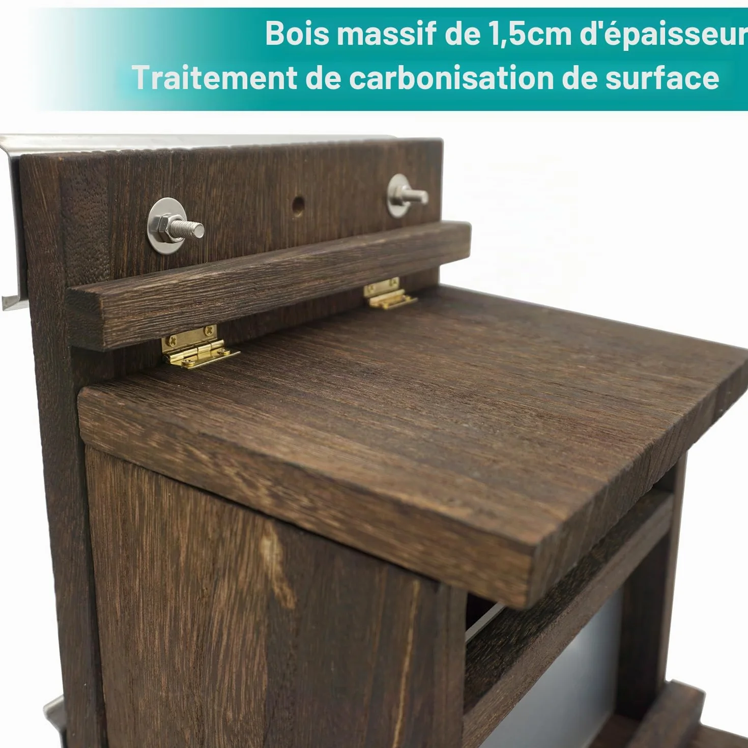 Mangeoire en Bois pour Écureuils avec Support de Montage, Compatible Balustrade Murale et Clôture